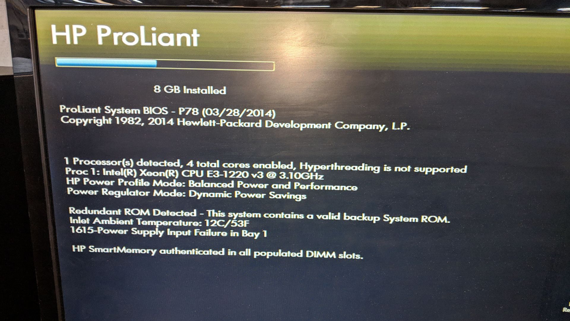 HP Proliant ML 310E Gen8 V2 wit Intel Xeon E3-1220 v3 @ 3.1 GHz, 8GB Ram, 27" Monitor, NB No HDD's - Image 2 of 8