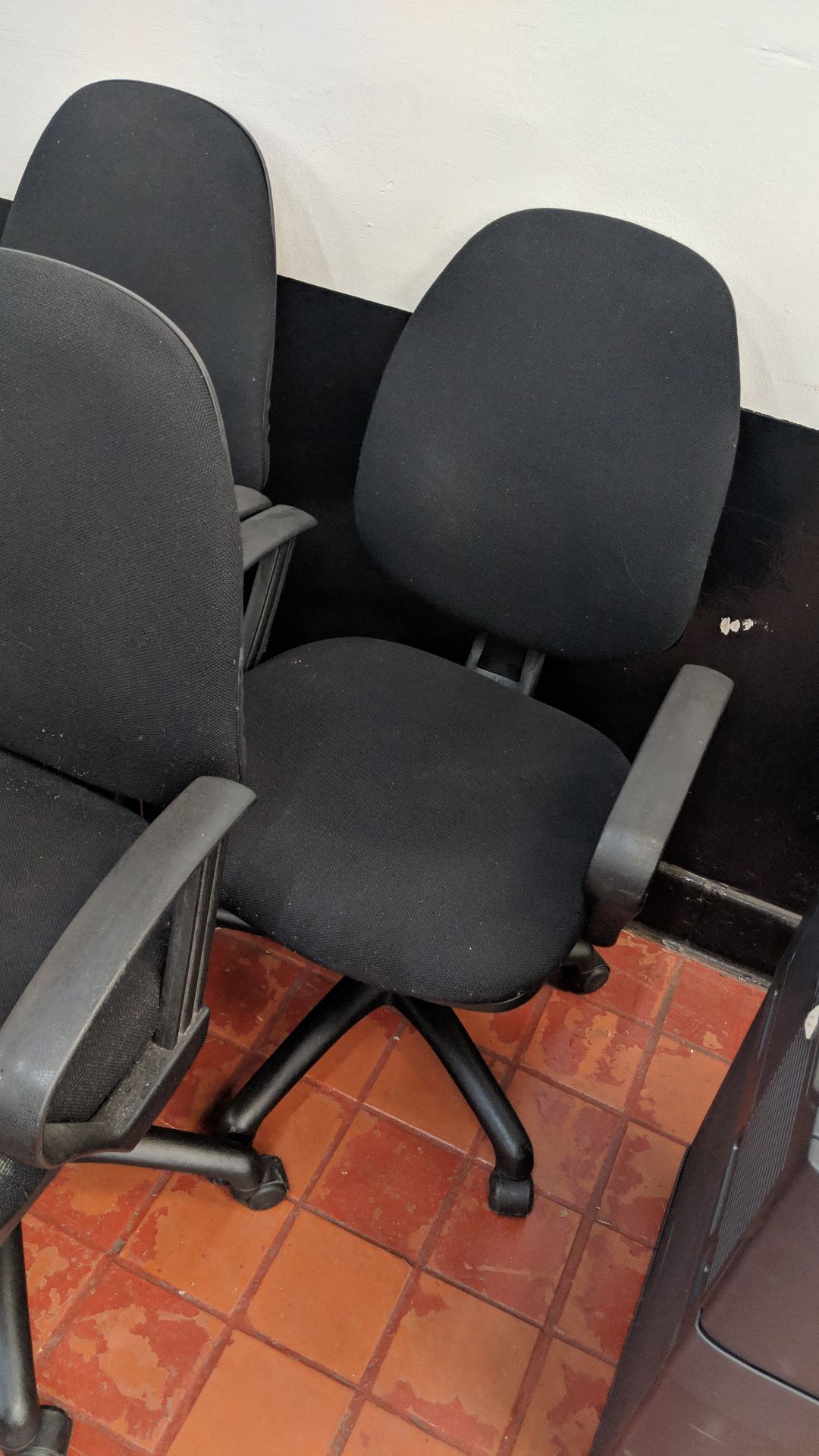 3 off operator's chairs in black fabric, with arms IMPORTANT: Please remember goods successfully bid - Image 5 of 5