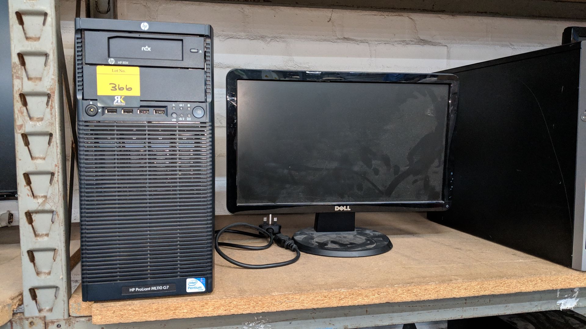 HP Proliant ML 110 G7 server with HP RDX backup drive and Dell widescreen monitor This lot is one of - Image 2 of 3