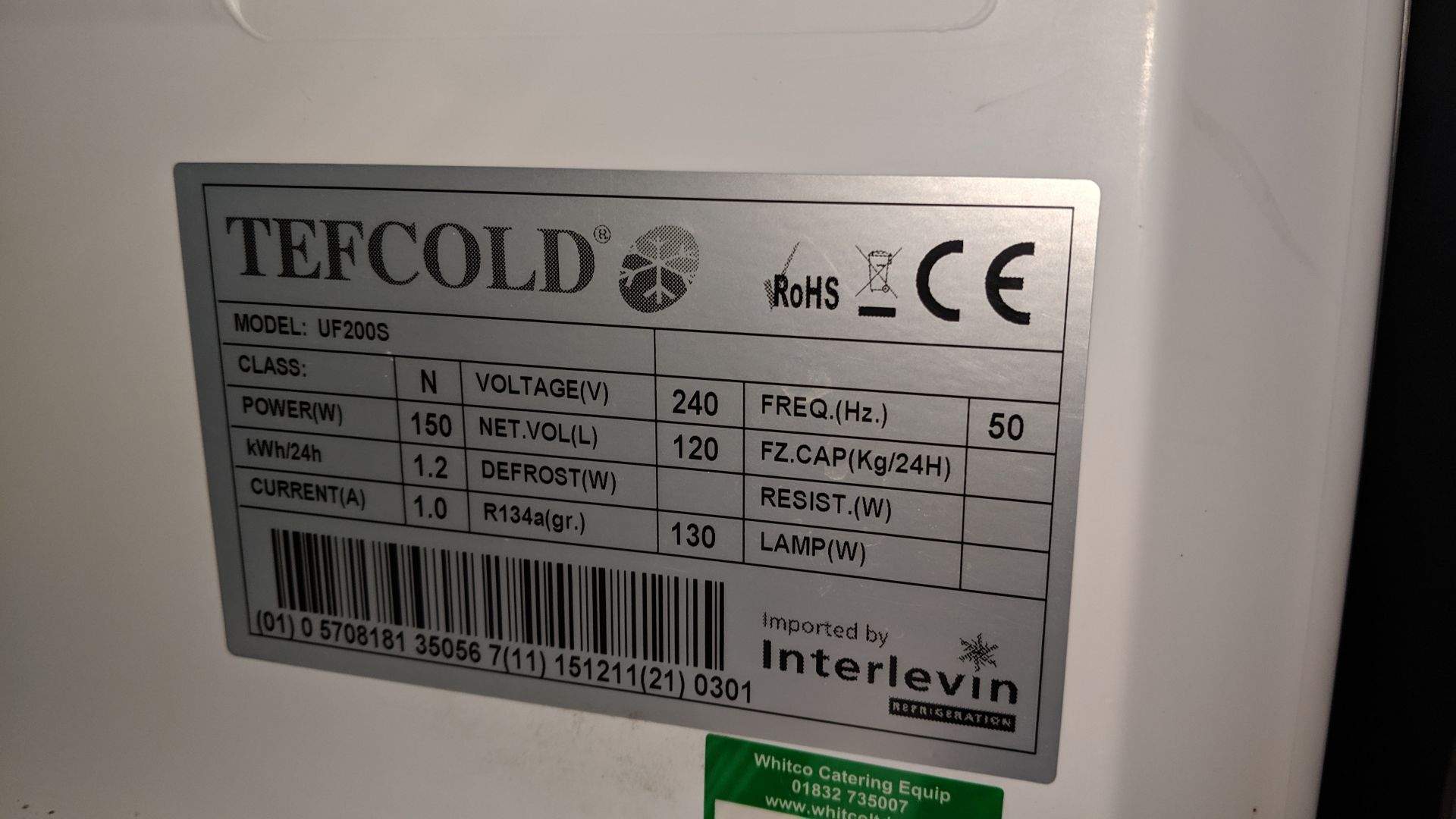 Tefcold silver under counter freezer model UF200S IMPORTANT: Please remember goods successfully - Image 5 of 5