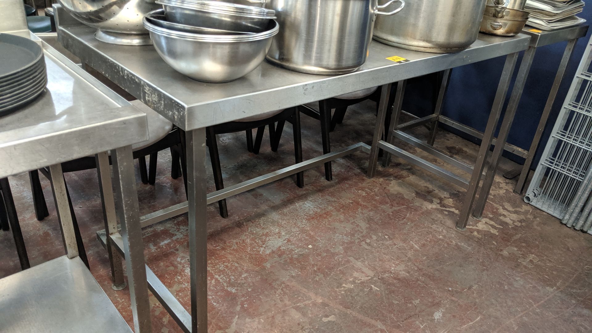 Stainless steel table circa 1450mm x 700mm IMPORTANT: Please remember goods successfully bid upon