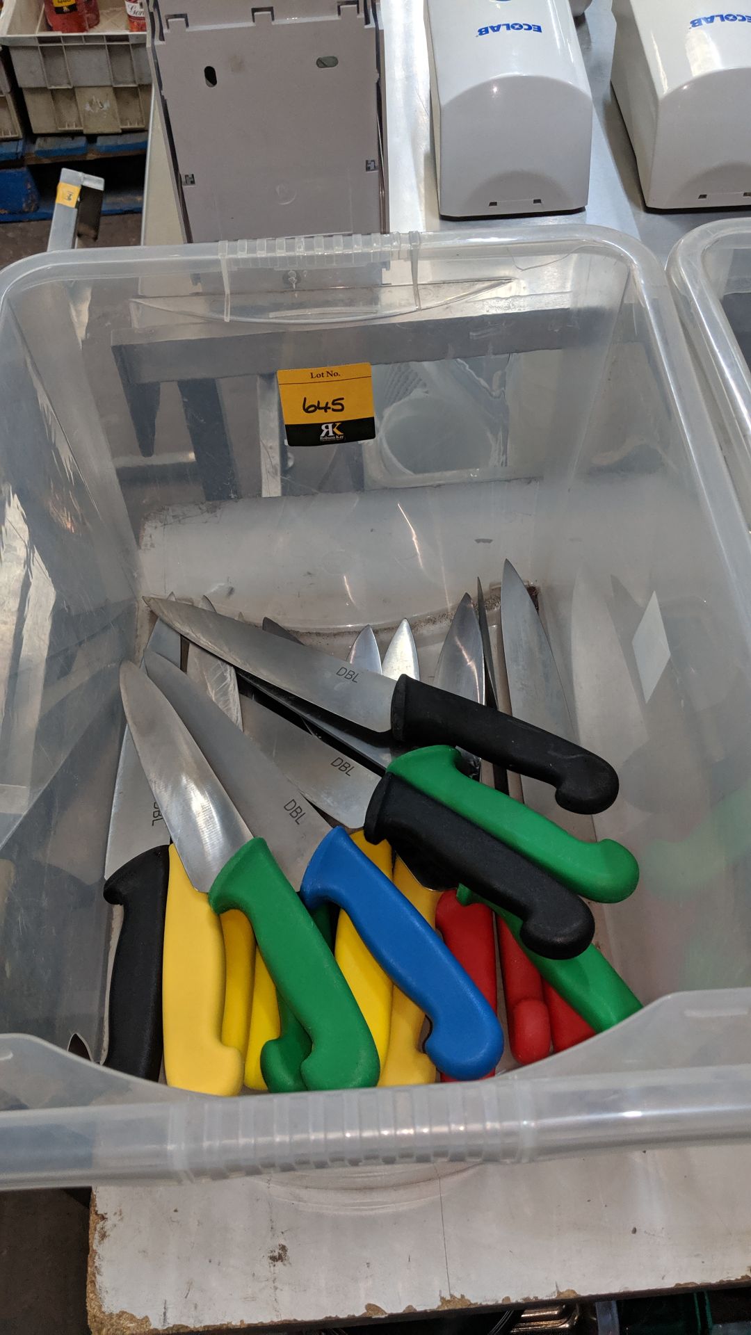 The contents of a crate of DBL chef's knives - crate excluded IMPORTANT: Please remember goods