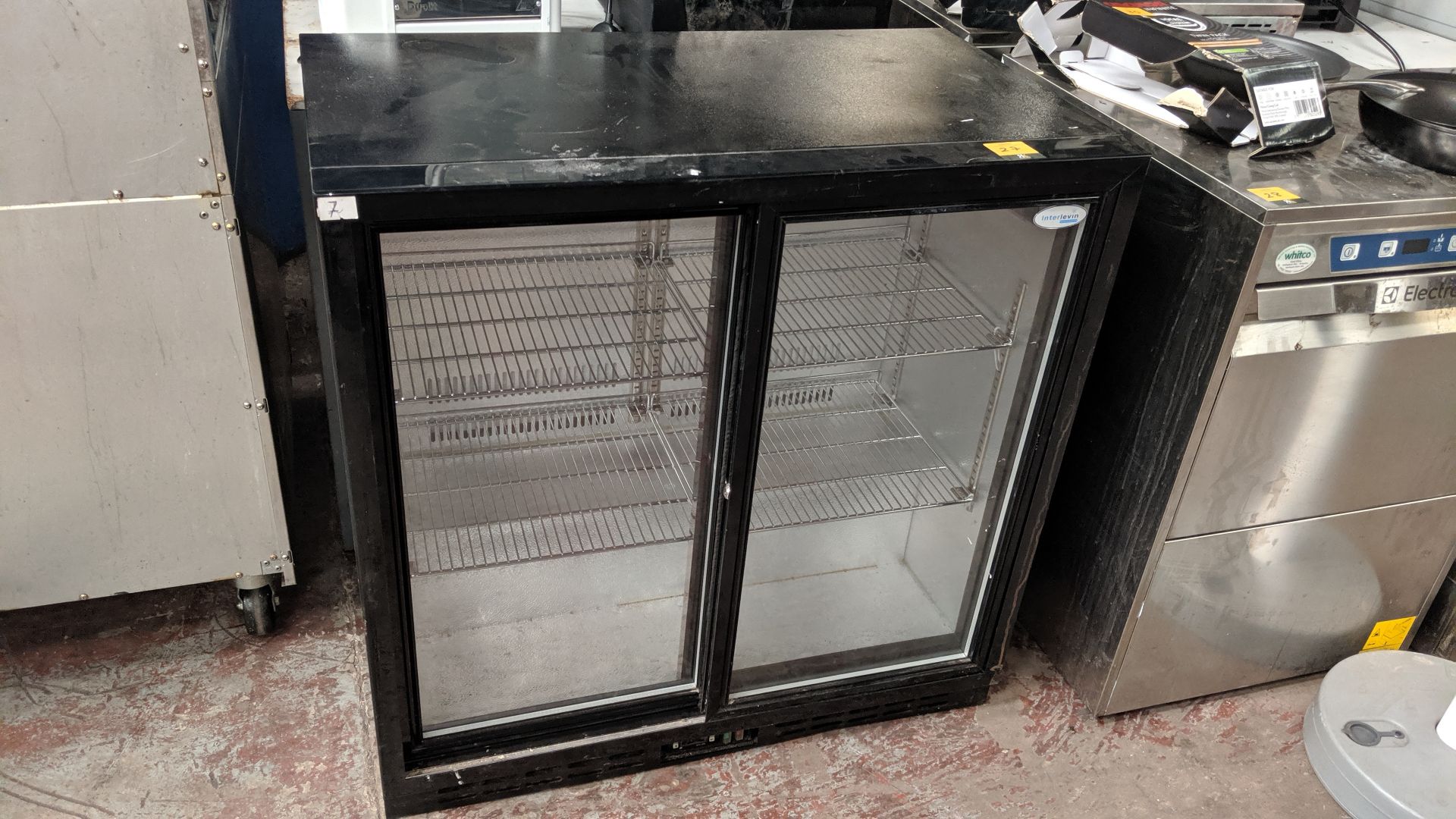 Interlevin PD20S black twin clear sliding door under counter back bar/bottle fridge IMPORTANT: