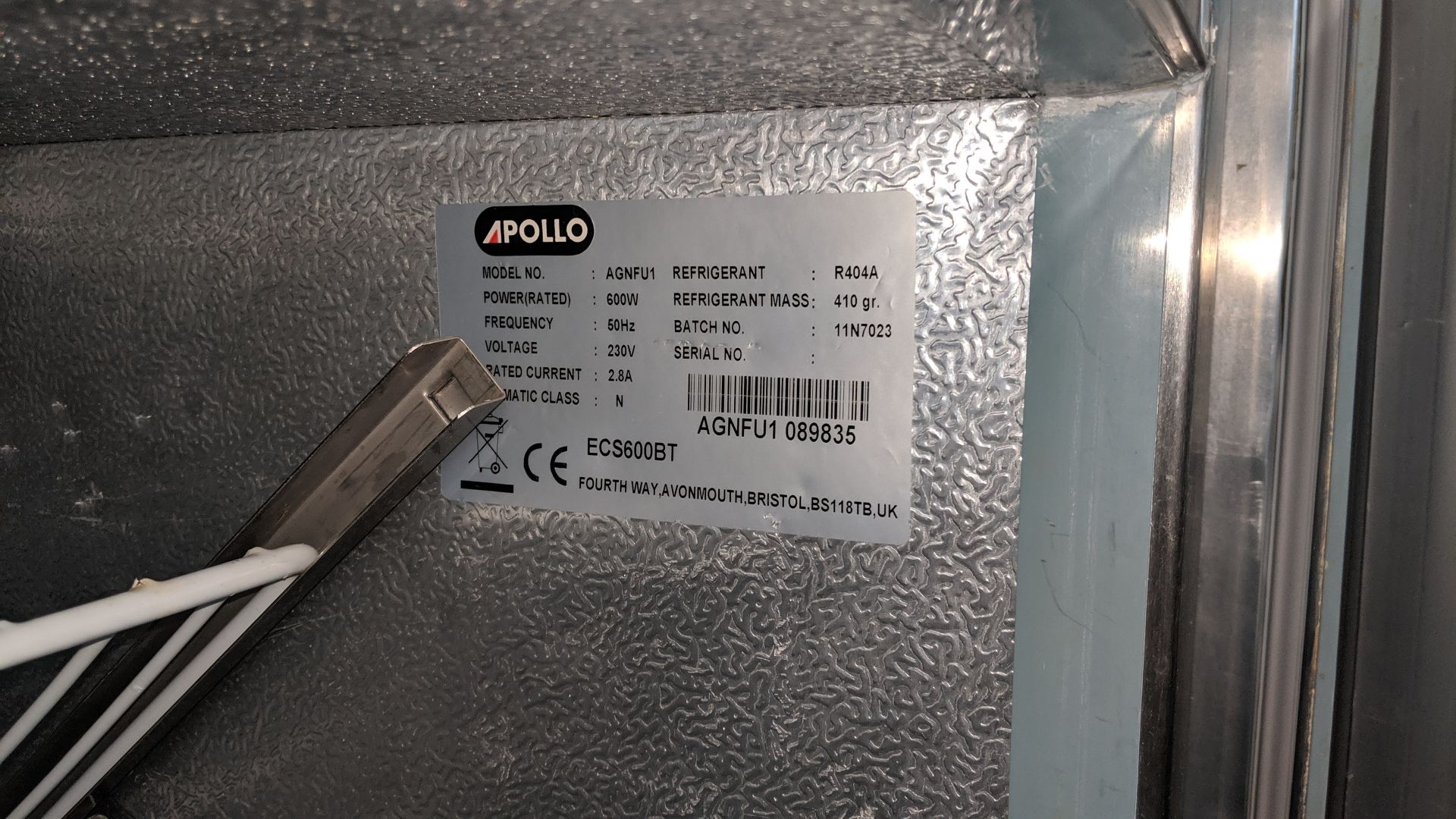 Apollo AGNFU1 stainless steel tall freezer IMPORTANT: Please remember goods successfully bid upon - Image 4 of 4