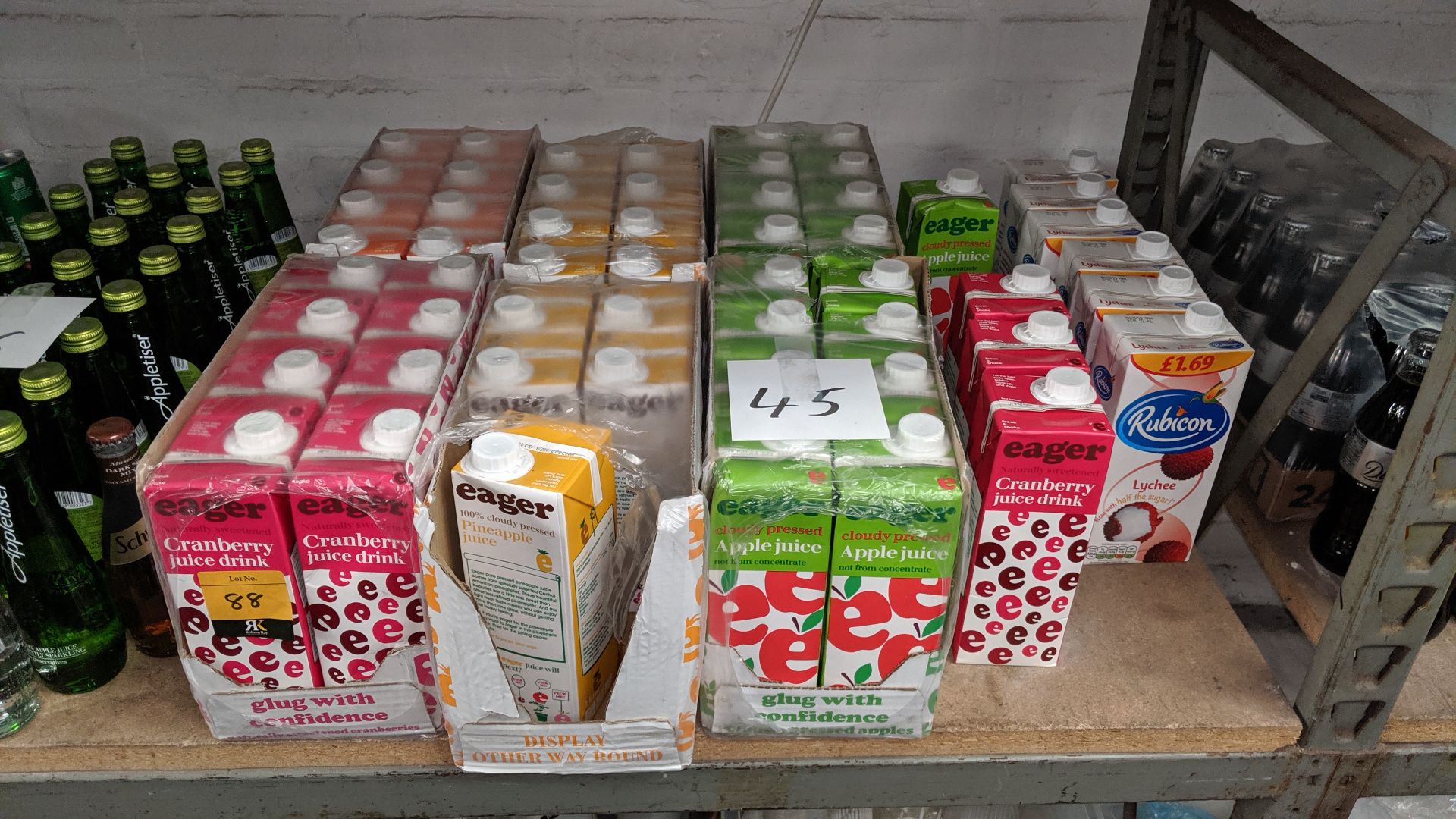 55 assorted 1 litre cartons of fruit juice including cranberry, pineapple, apple & lychee IMPORTANT: