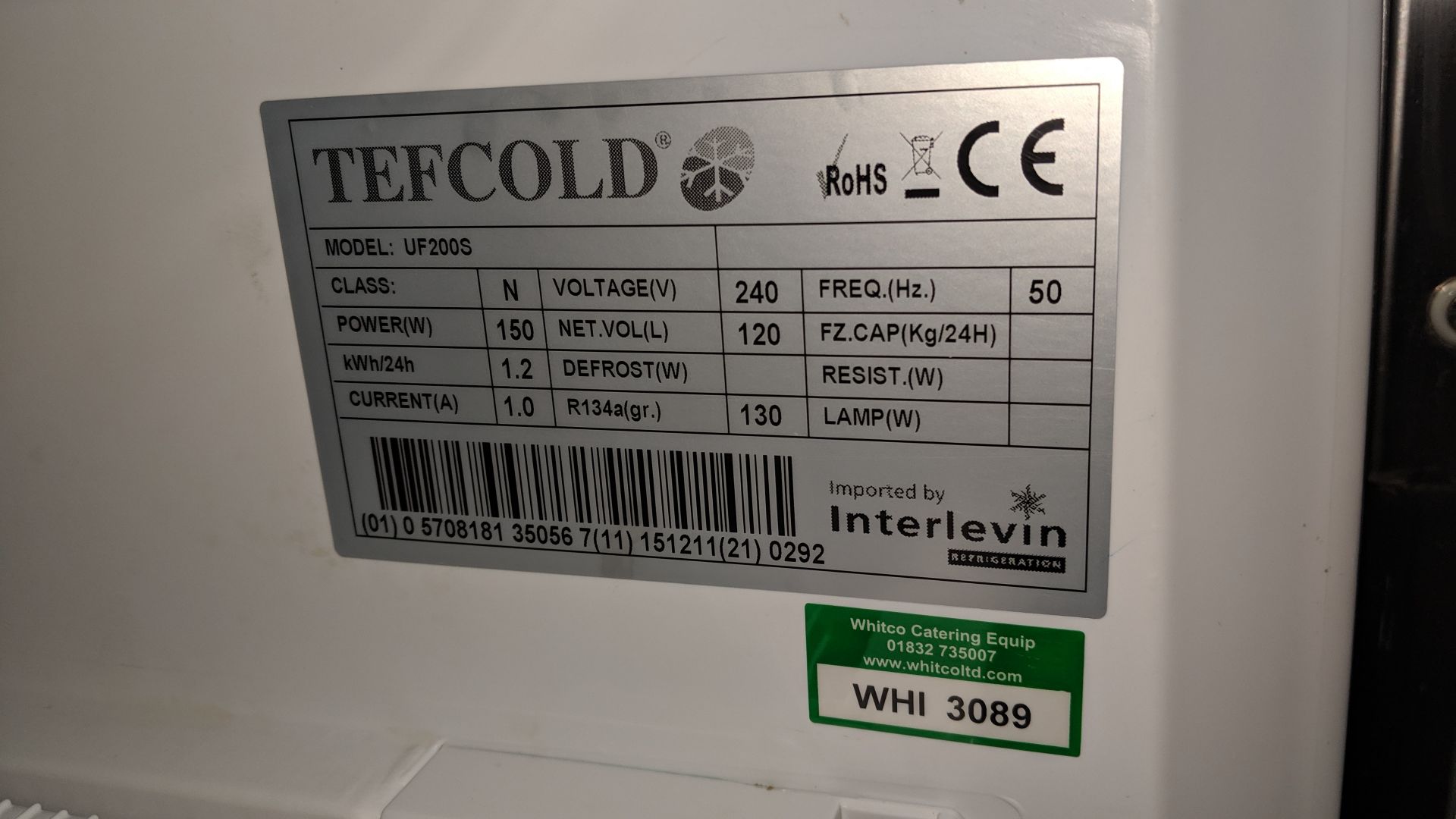 Tefcold silver under counter freezer model UF200S IMPORTANT: Please remember goods successfully - Image 5 of 5