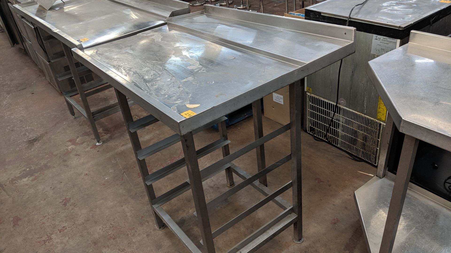 Stainless steel feeder table for use with commercial dishwasher, including tray store below - Image 3 of 3