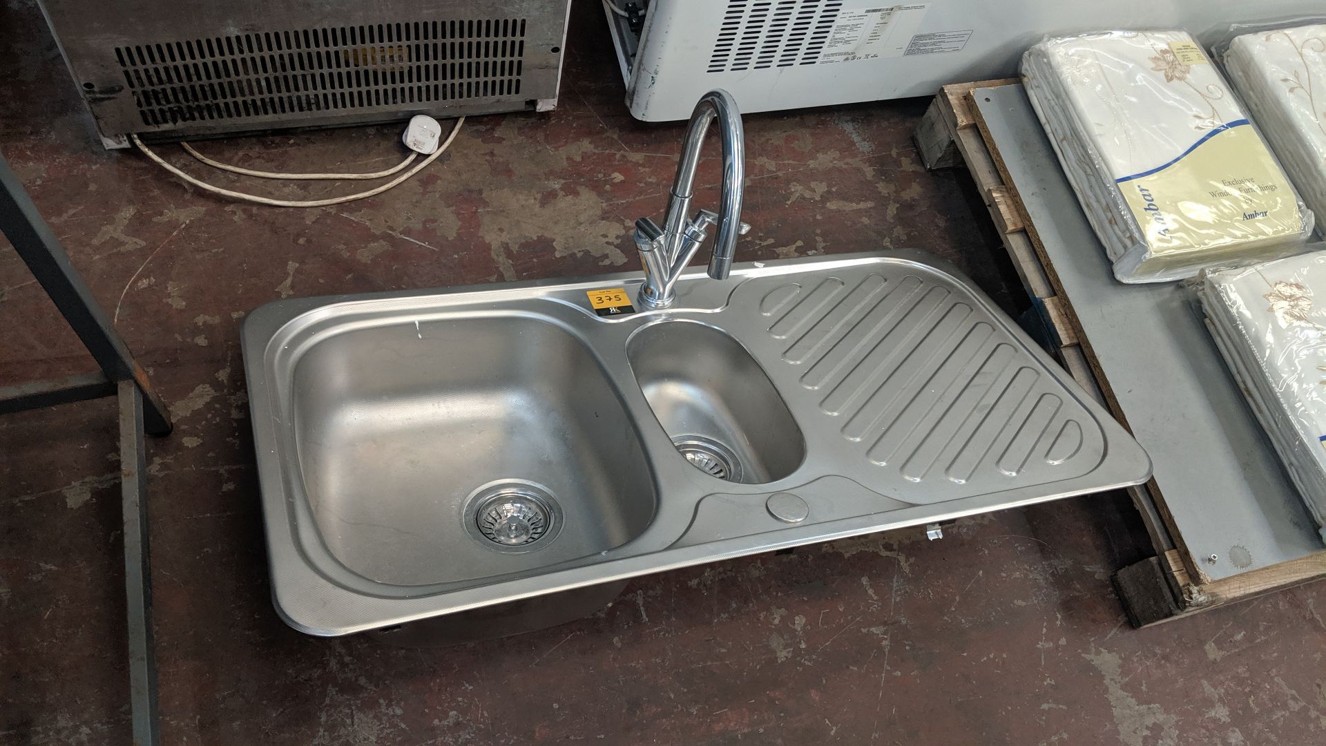 Stainless steel twin bowl sink with drainer unit & mixer tap IMPORTANT: Please remember goods