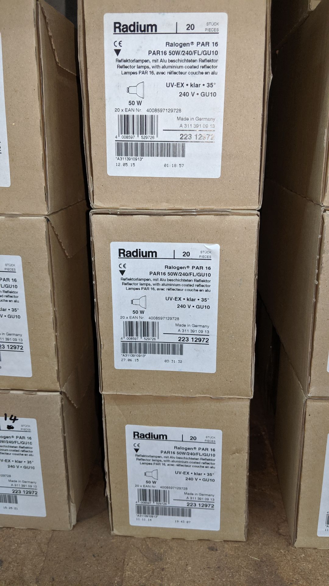 7 boxes each containing 20 off Radium 50w/240 GU10 bulbs IMPORTANT: Please remember goods - Image 2 of 2