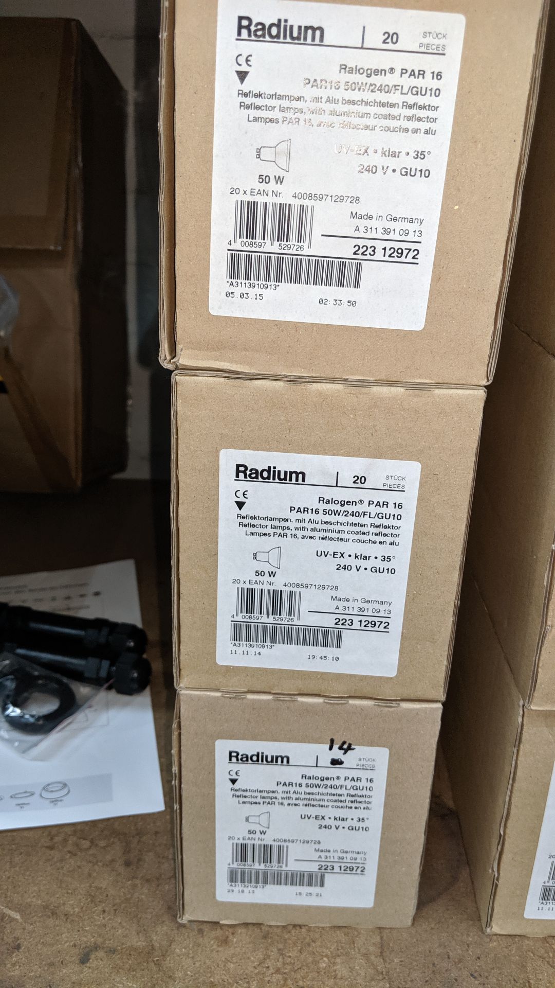 6 boxes each containing 20 off Radium 50w/240 GU10 bulbs IMPORTANT: Please remember goods - Image 2 of 2