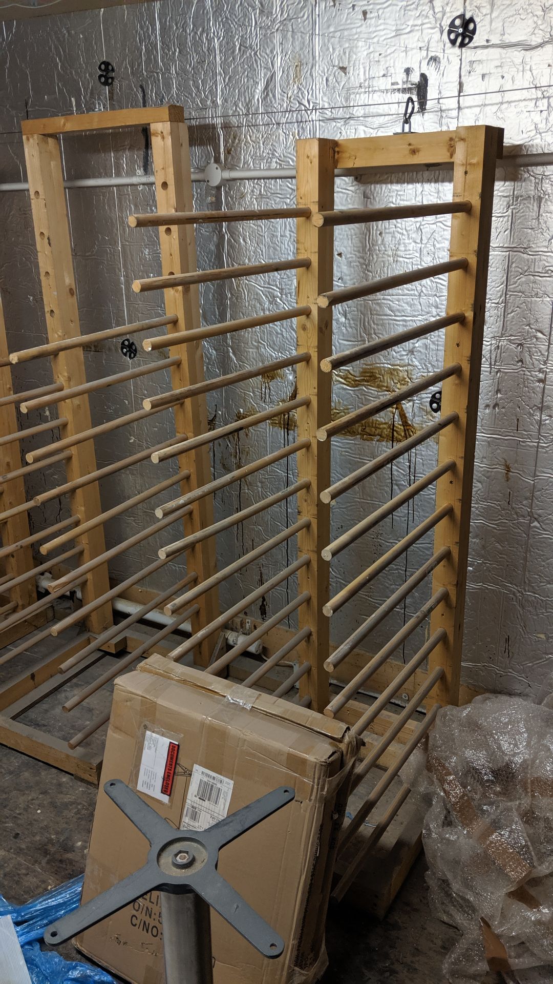 Contents of a paint drying room including approx. 14 drying racks, wooden trestles, 2 off metal - Image 8 of 17