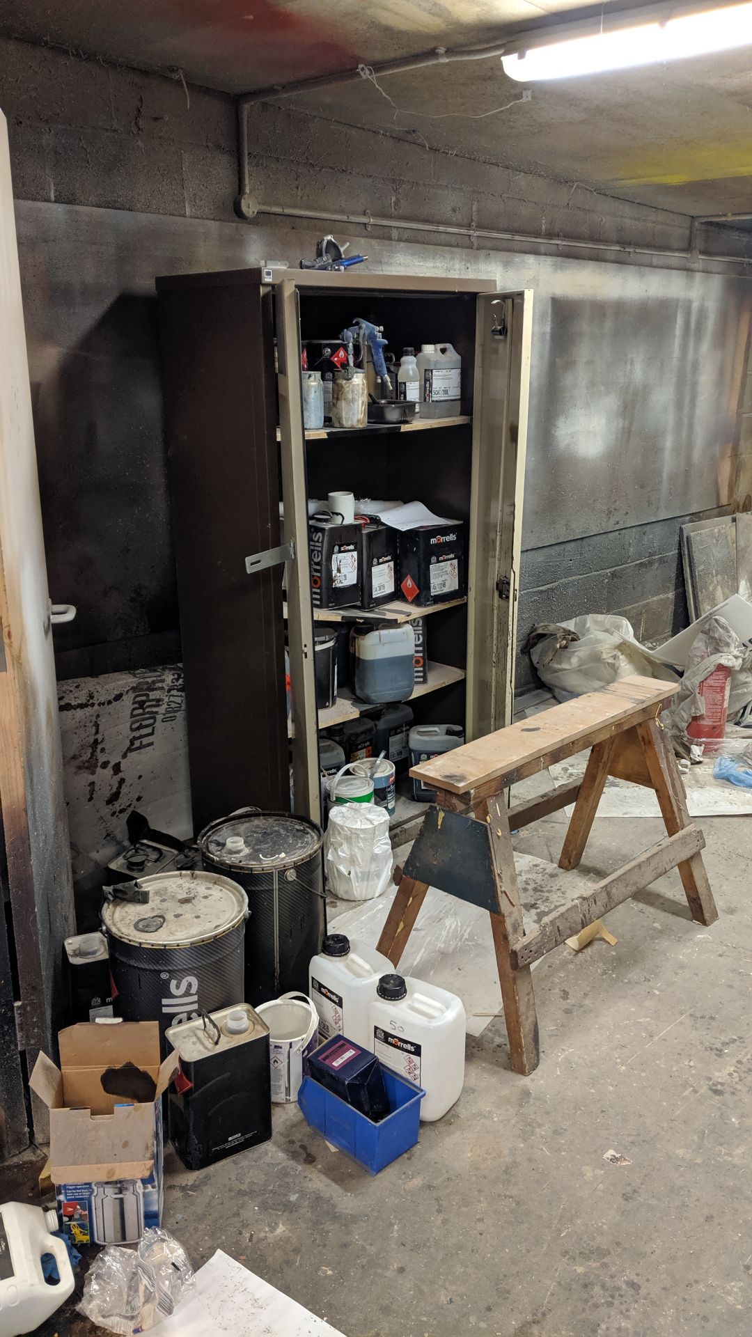 Contents of a paint drying room including approx. 14 drying racks, wooden trestles, 2 off metal - Image 12 of 17