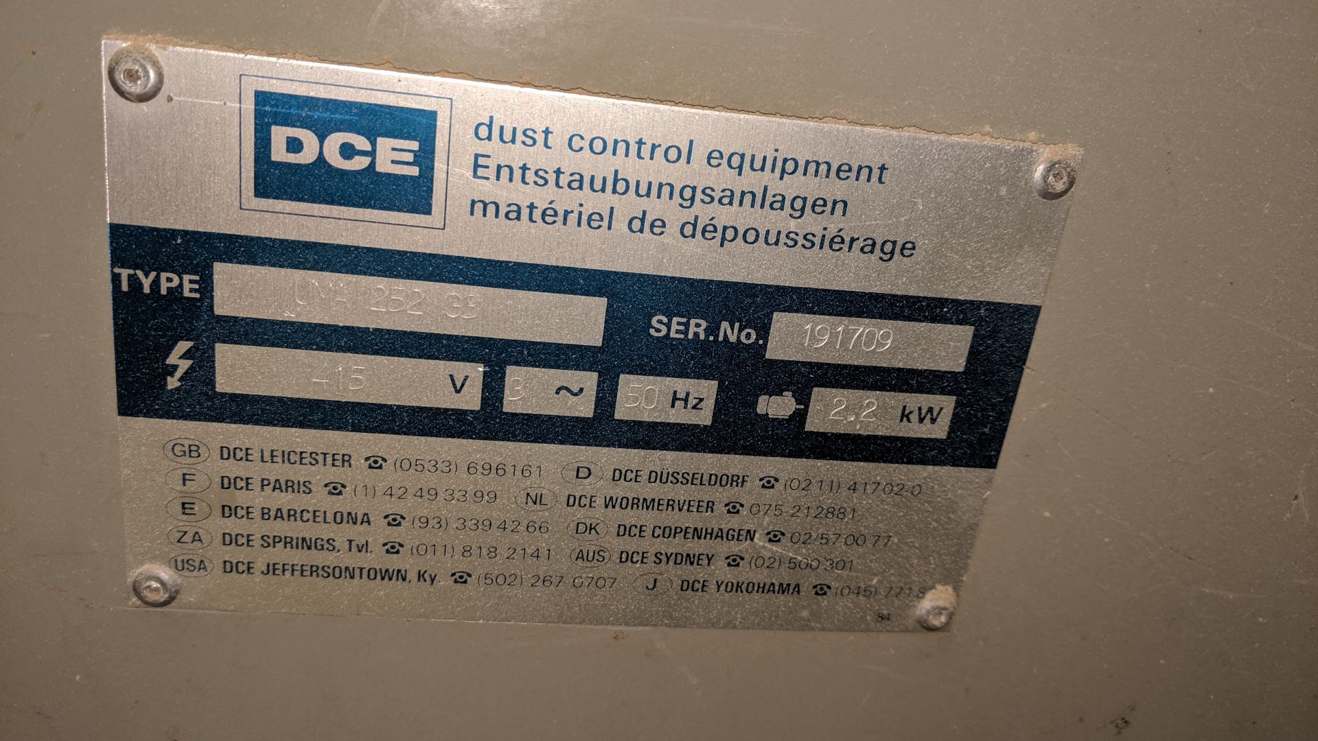 DCE Dalamatic dust extractor model UMA252G3 (this will require the exterior wall bricking up - Image 7 of 12