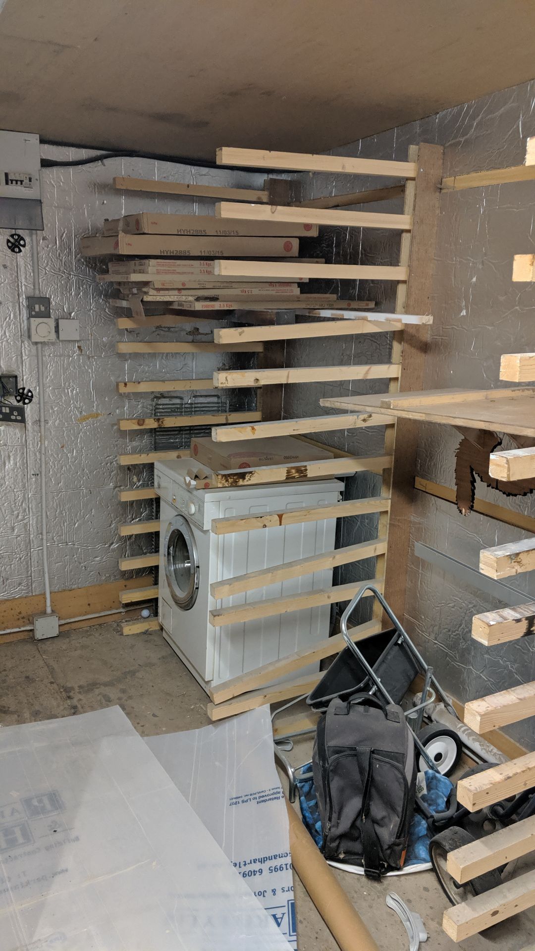 Contents of a paint drying room including approx. 14 drying racks, wooden trestles, 2 off metal - Image 6 of 17