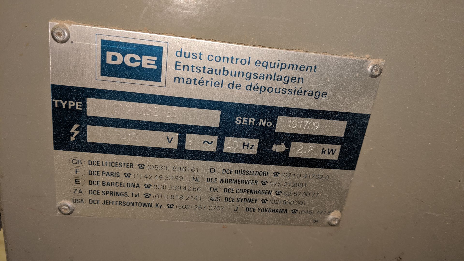 DCE Dalamatic dust extractor model UMA252G3 (this will require the exterior wall bricking up - Image 6 of 12