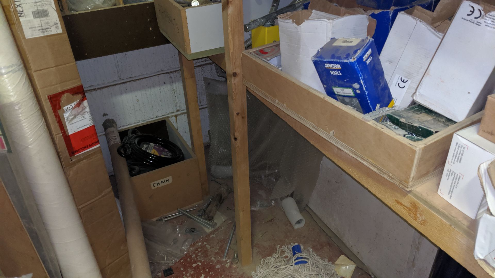 Complete contents of the stockroom including door closers, hinges, handles, fixings, drawer runners, - Image 19 of 29