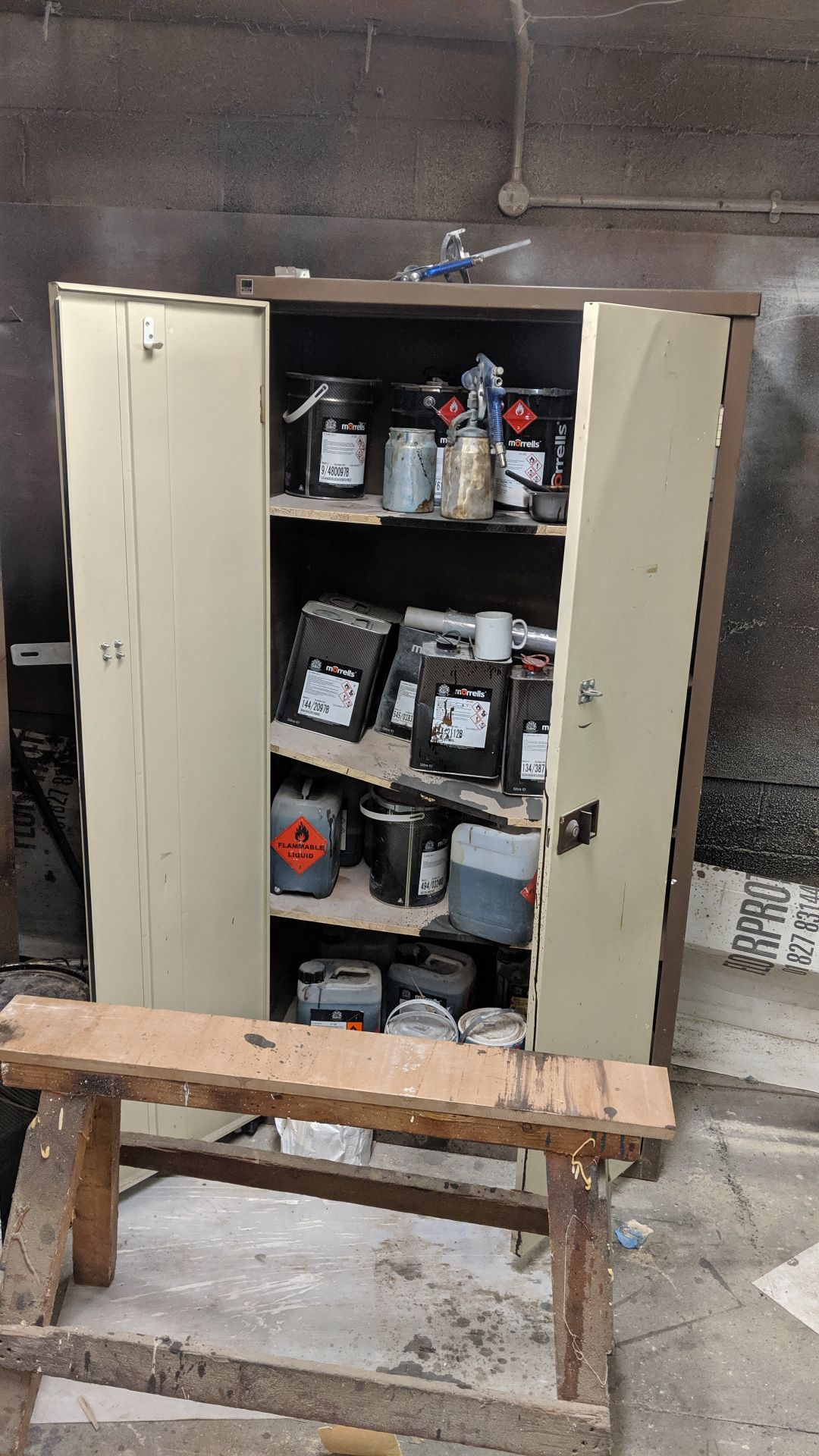 Contents of a paint drying room including approx. 14 drying racks, wooden trestles, 2 off metal - Image 14 of 17