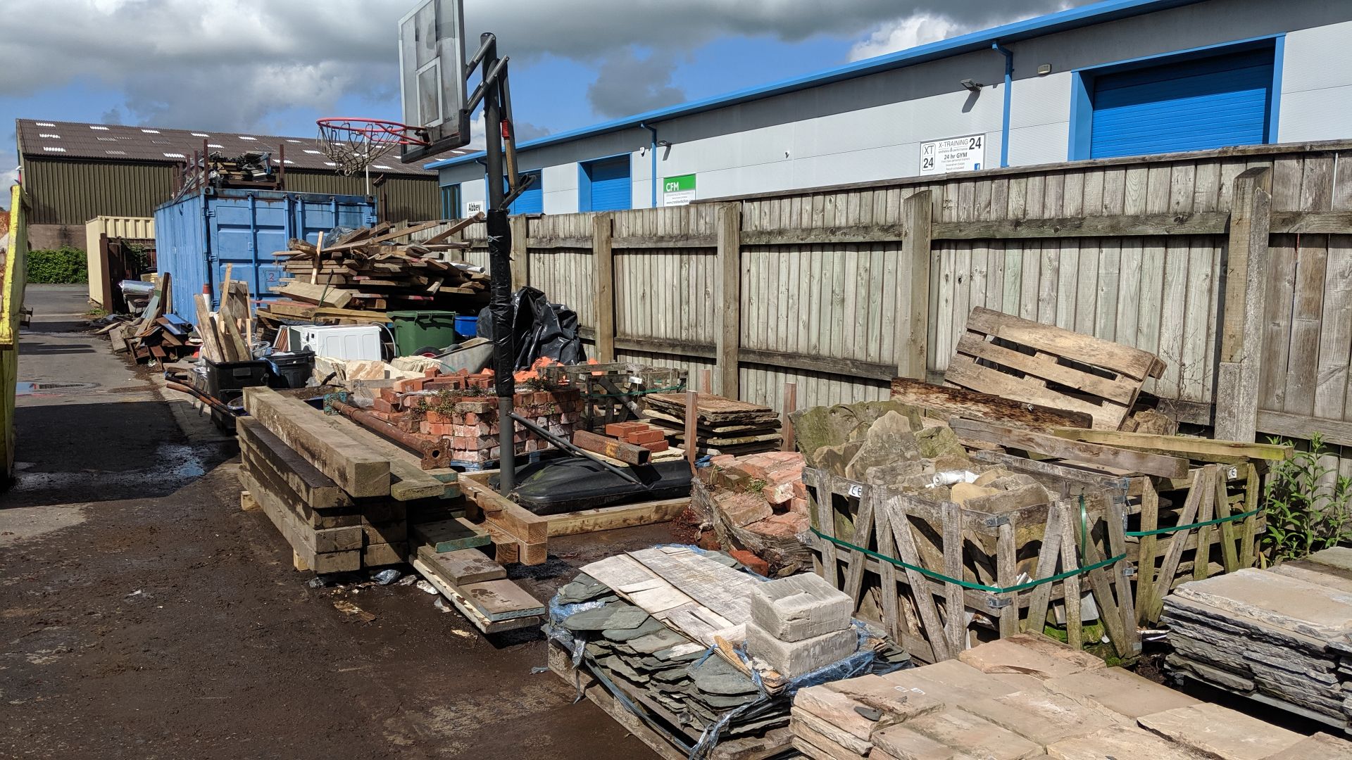 Complete contents of the yard (excluding the two dust extractors and the panels of building cladding