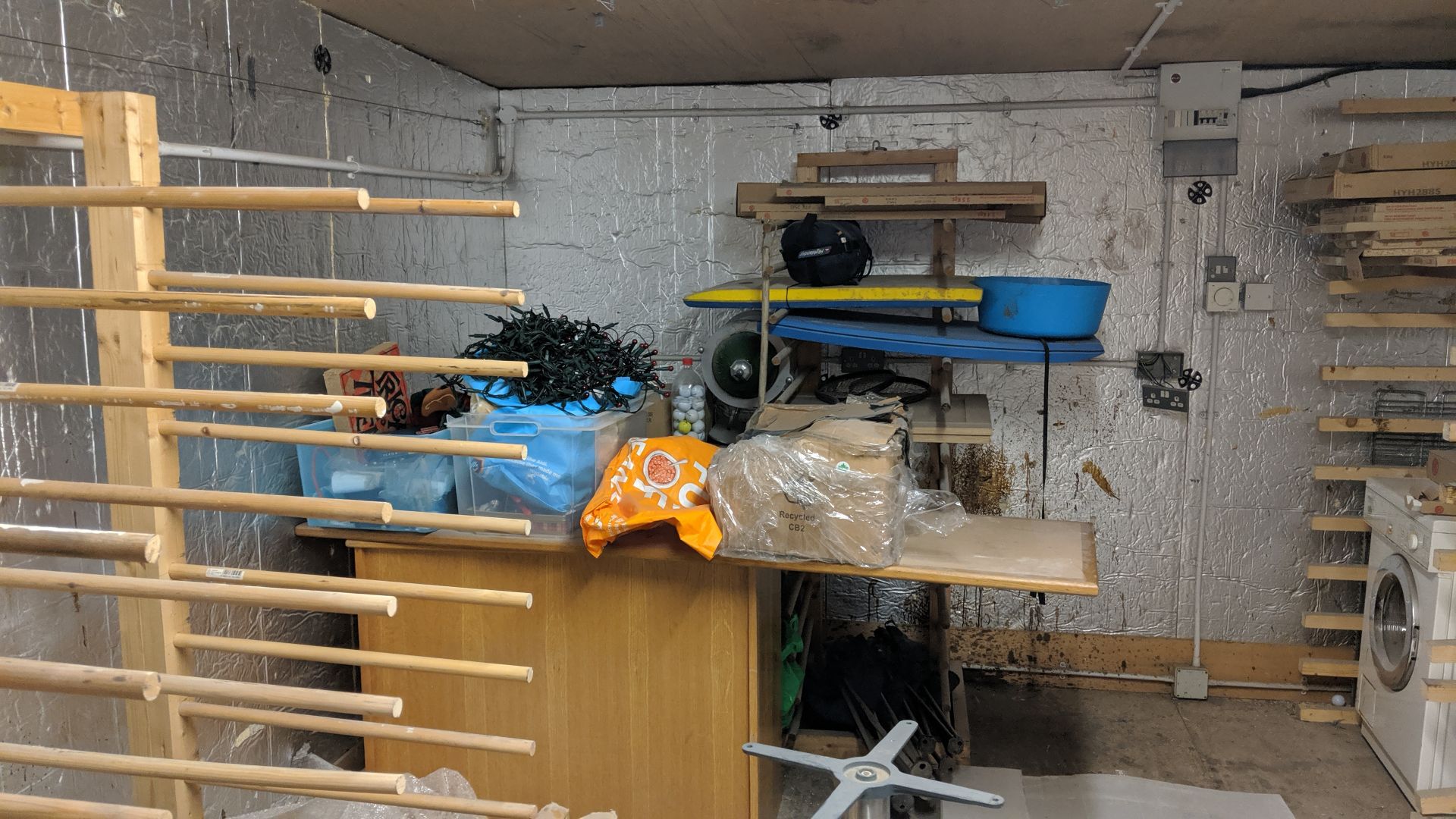 Contents of a paint drying room including approx. 14 drying racks, wooden trestles, 2 off metal - Image 5 of 17