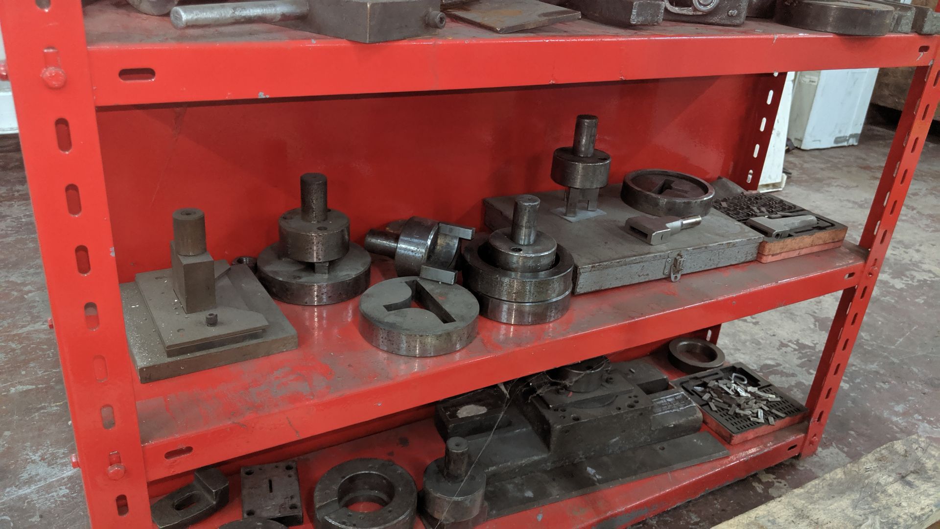 Quantity of tooling for use with fly presses, including the red shelving unit upon which the tooling - Image 4 of 5