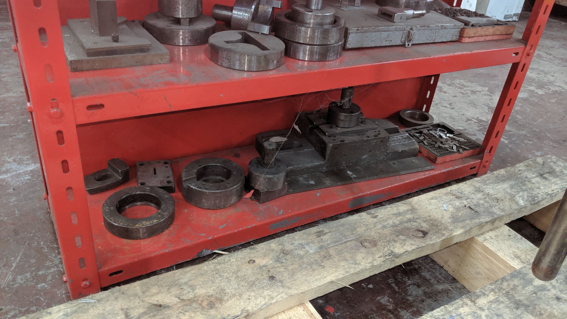 Quantity of tooling for use with fly presses, including the red shelving unit upon which the tooling - Image 5 of 5