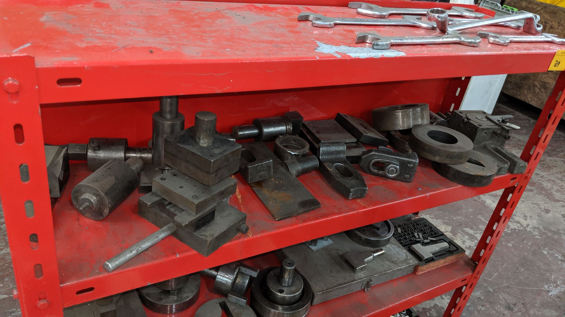 Quantity of tooling for use with fly presses, including the red shelving unit upon which the tooling - Image 3 of 5