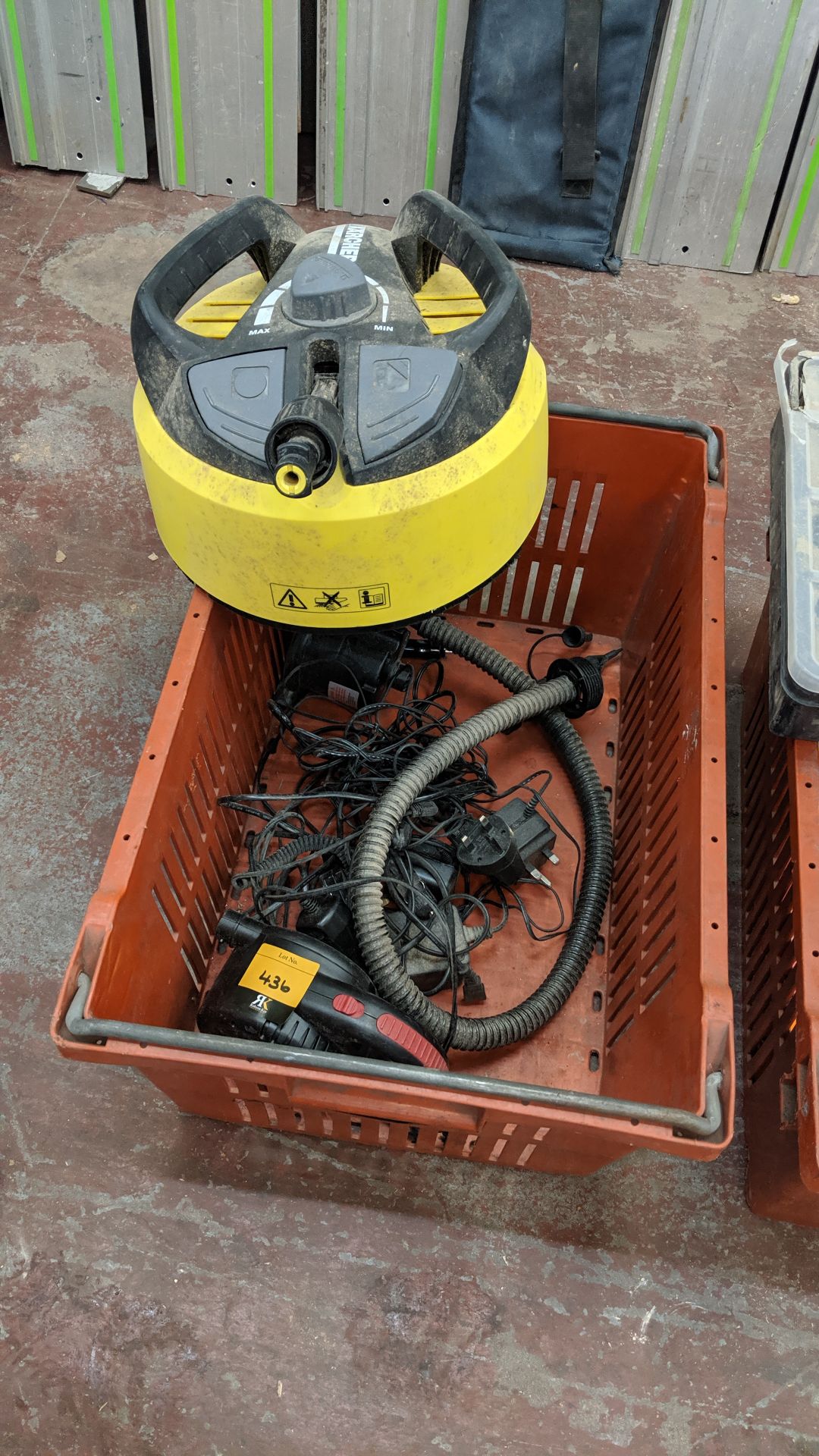 Contents of a crate of pumps, power packs & other related items plus Karcher pressure washer head