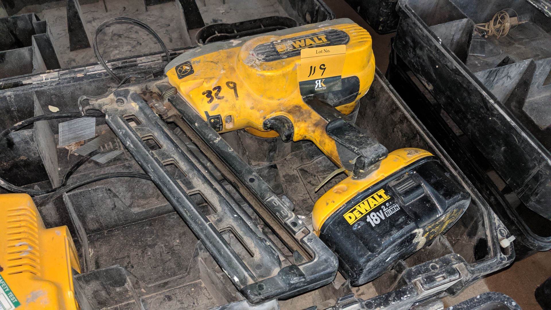 DeWalt cordless nail gun model DC618, including 1 off battery, 1 off charger & 1 off carry case - Image 3 of 3