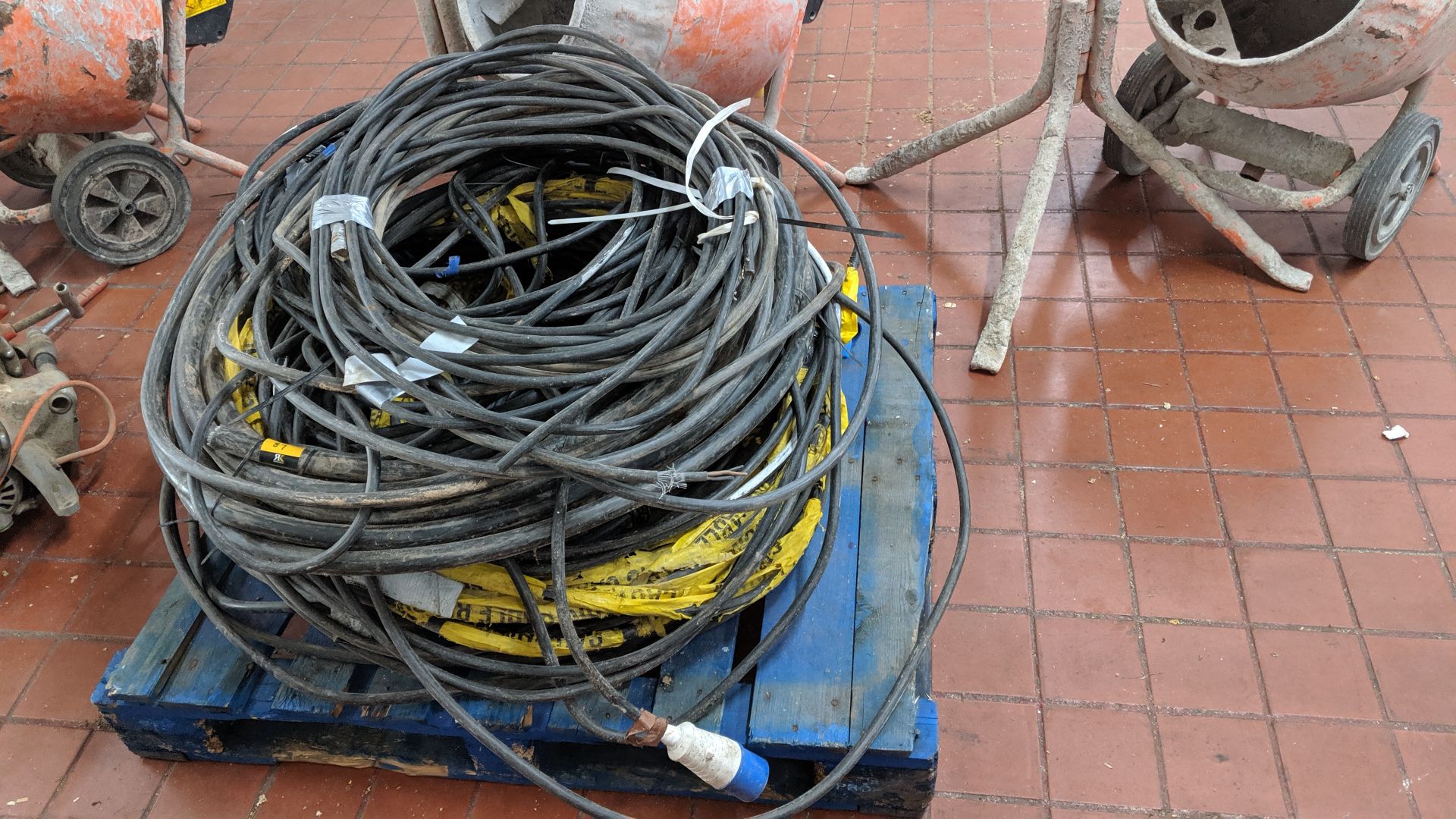 The contents of a pallet of heavy duty electrical cable - appears to be armoured IMPORTANT: Please