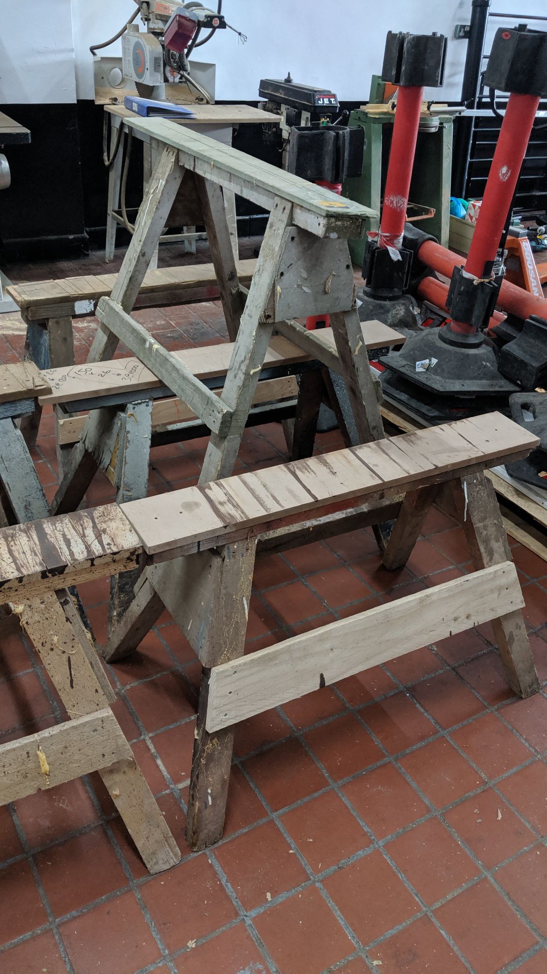 4 off wooden trestles each circa 1000 - 1100mm x 660mm IMPORTANT: Please remember goods successfully