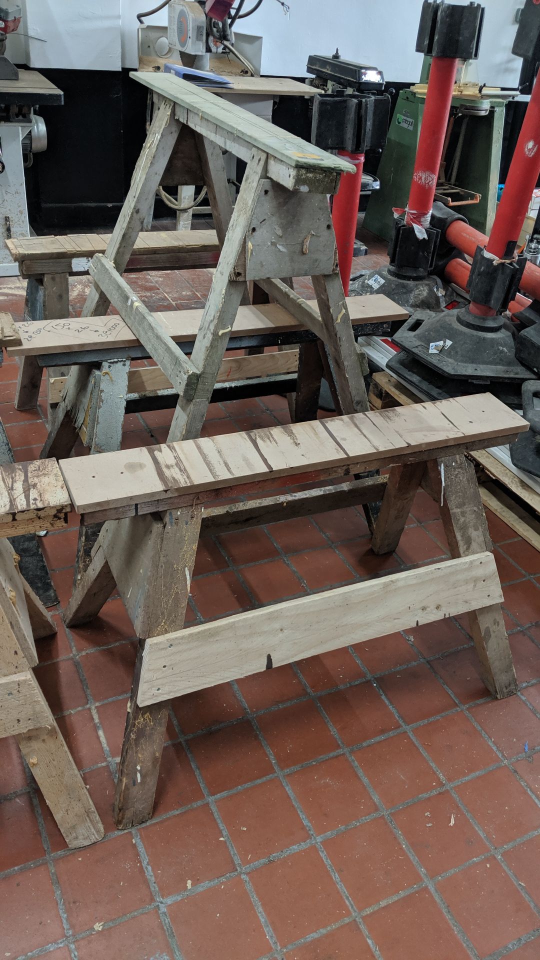 4 off wooden trestles each circa 1000 - 1100mm x 660mm IMPORTANT: Please remember goods successfully - Image 2 of 3