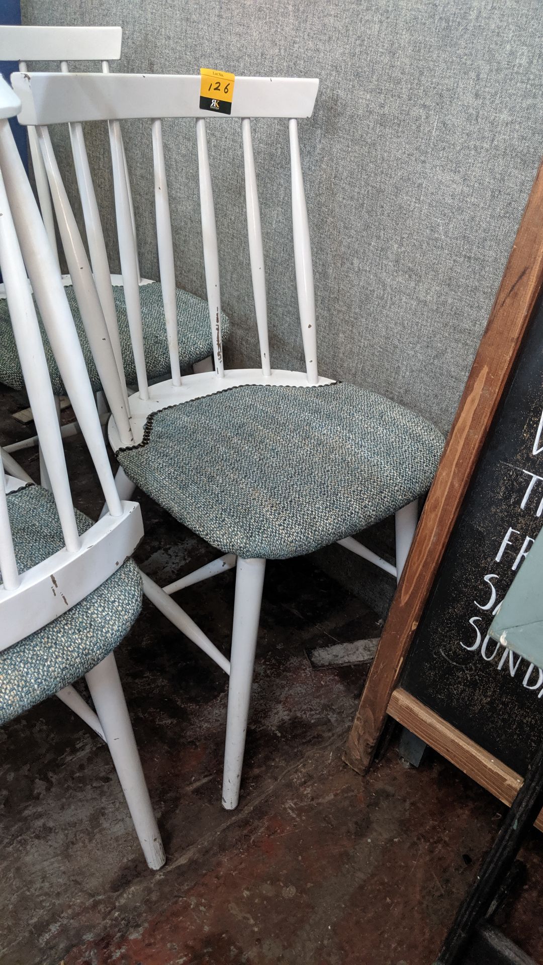 10 off matching upholstered wooden dining chairs. NB lots 126 - 128 consist of different - Image 5 of 7