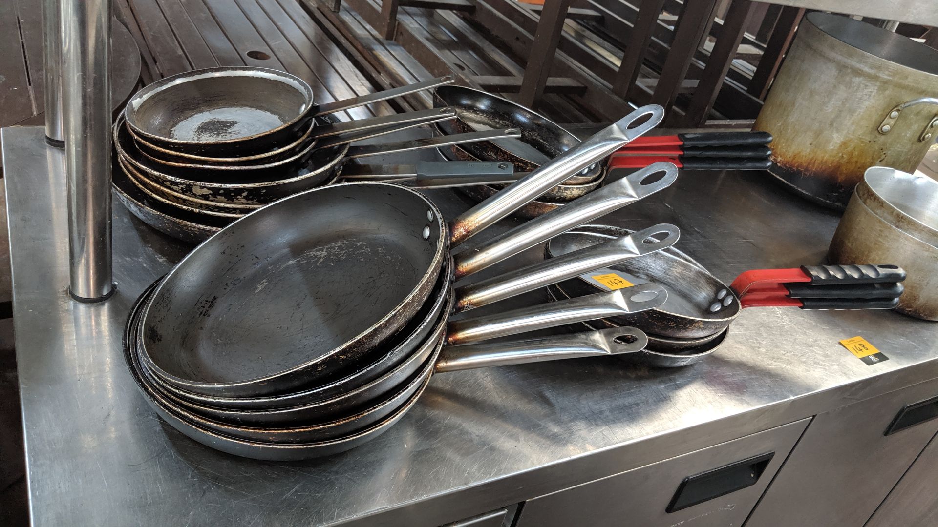 4 stacks of skillets & frying pans - approximately 18 pans in total This is one of a number of - Image 3 of 3