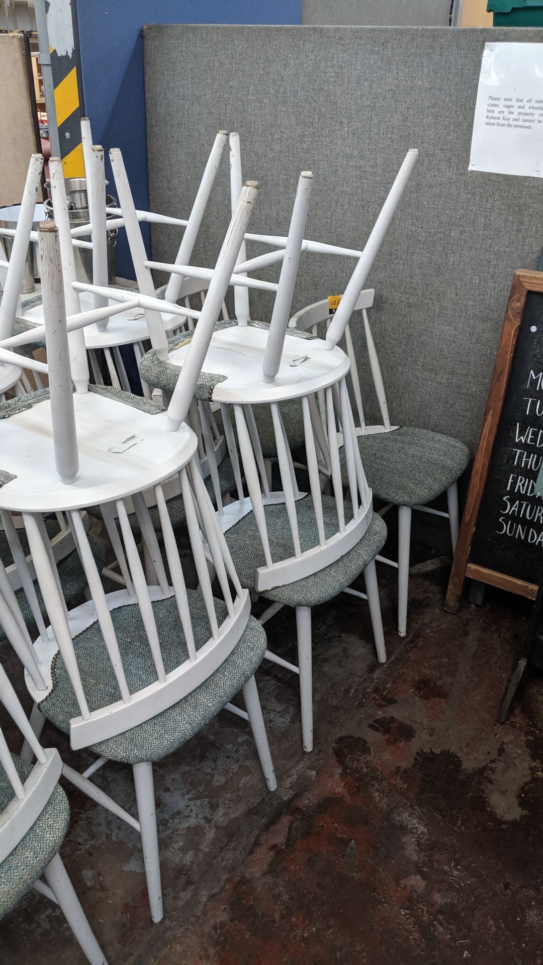 10 off matching upholstered wooden dining chairs. NB lots 126 - 128 consist of different