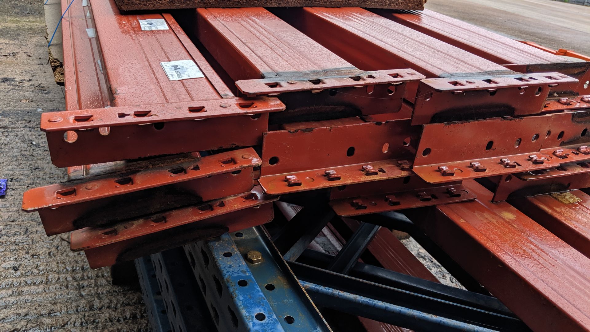 Quantity of pallet racking consisting of 5 blue uprights each measuring approx. 148", 8 orange beams - Image 5 of 7