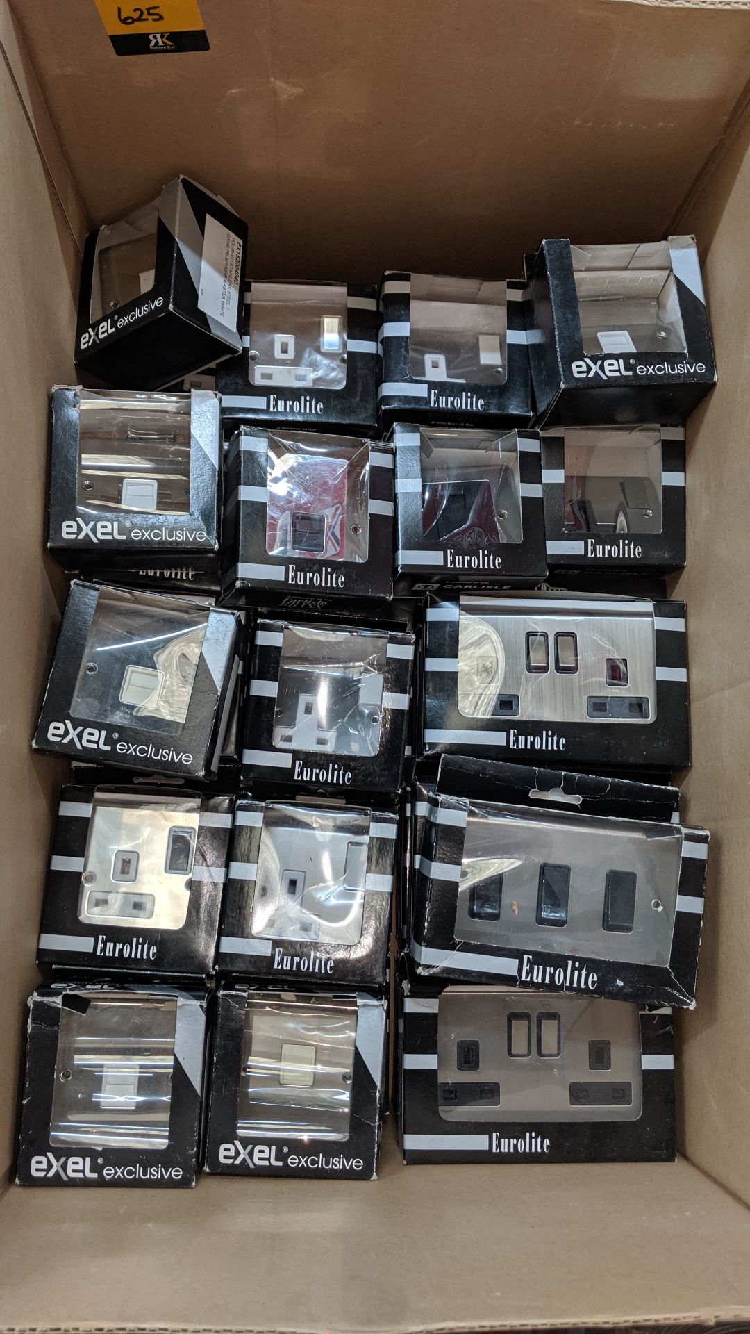 Box of Eurolite chrome finish assorted switches & sockets. This is one of a number of lots being - Image 2 of 2