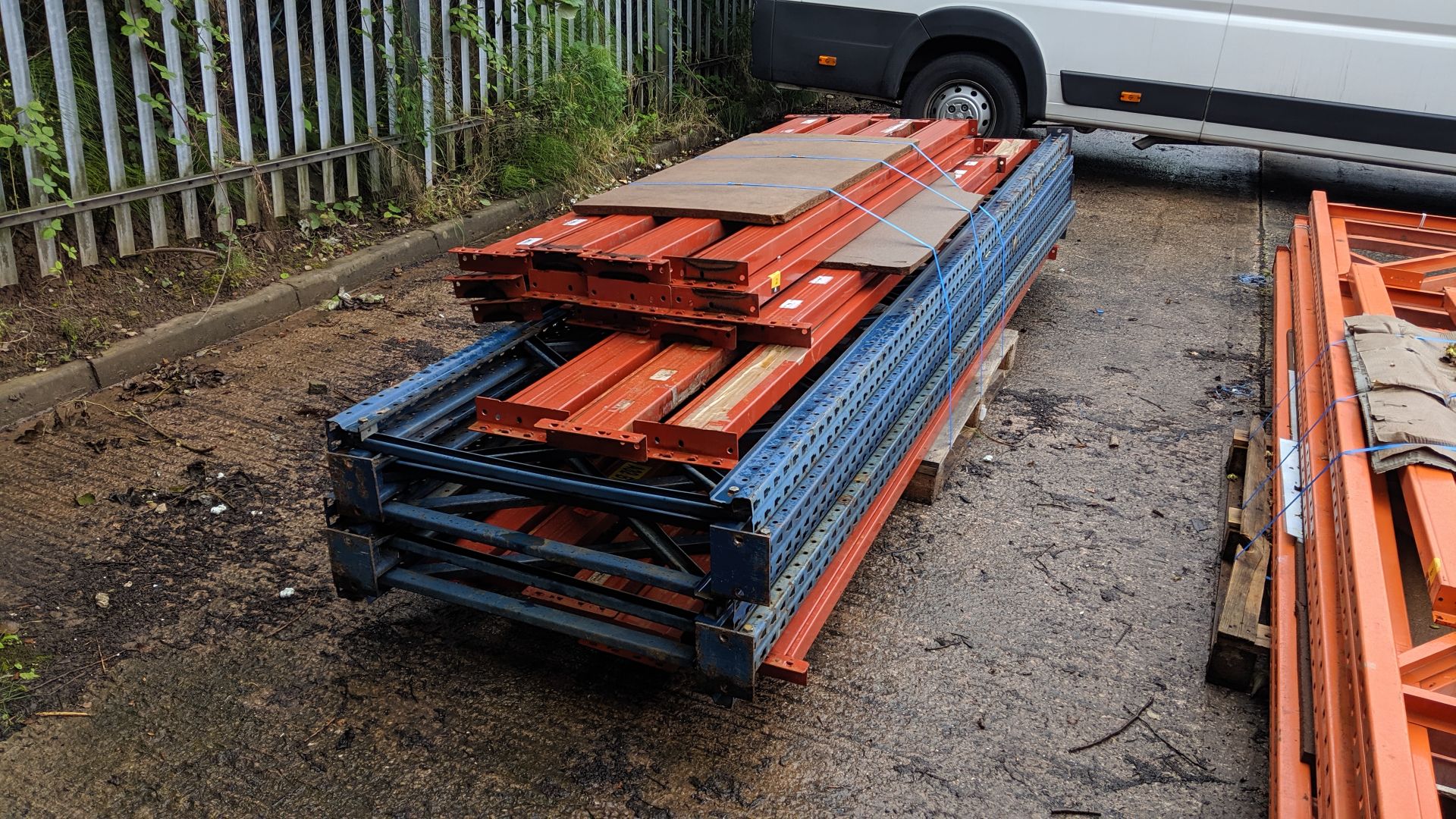 Quantity of pallet racking consisting of 5 blue uprights each measuring approx. 148", 8 orange beams - Image 4 of 7
