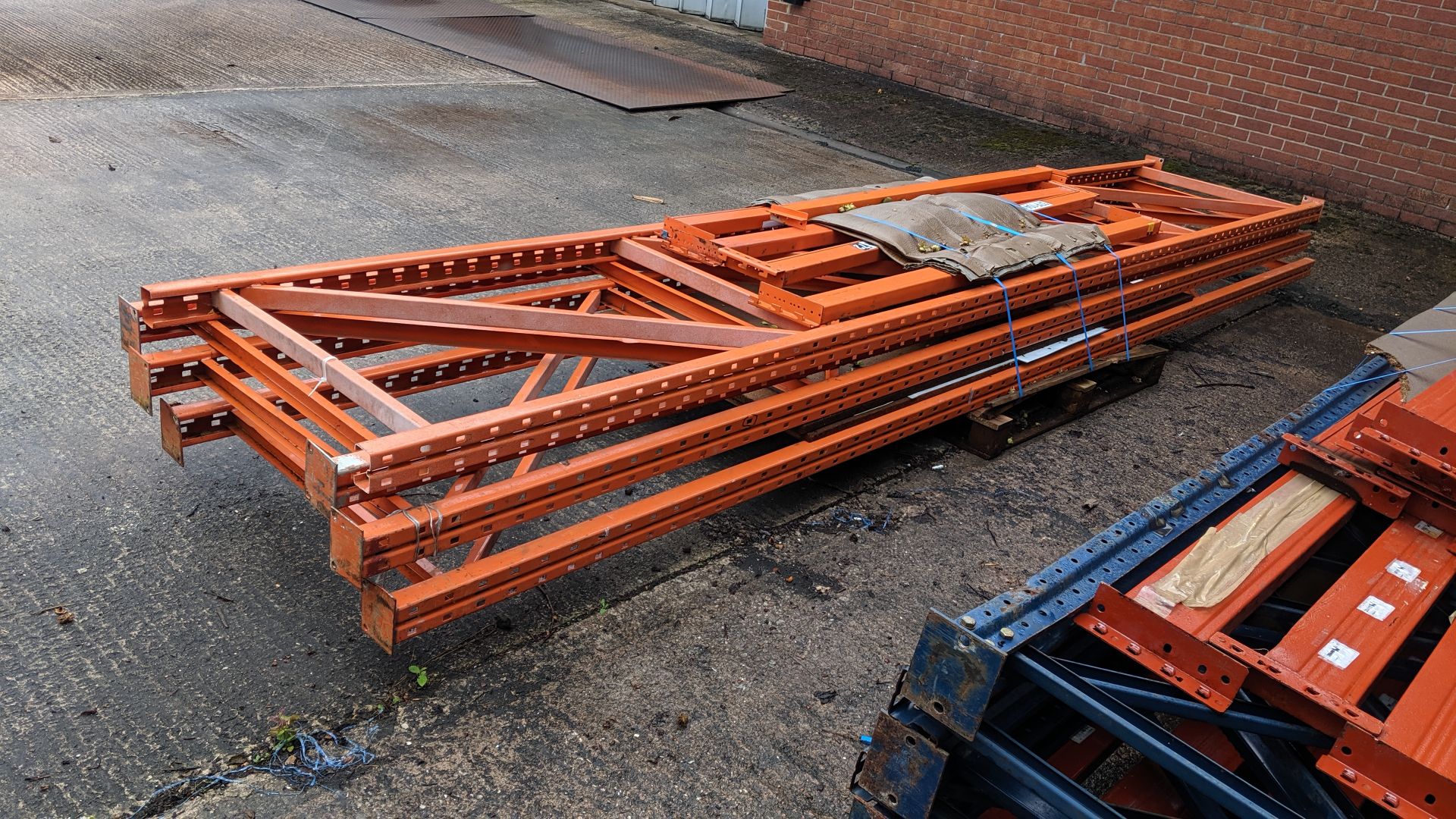 Quantity of pallet racking consisting of 4 orange uprights each measuring approx. 201" x 35", 4 - Image 2 of 7