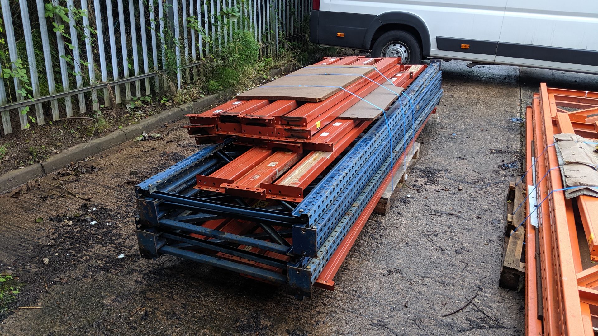 Quantity of pallet racking consisting of 5 blue uprights each measuring approx. 148", 8 orange beams - Image 3 of 7