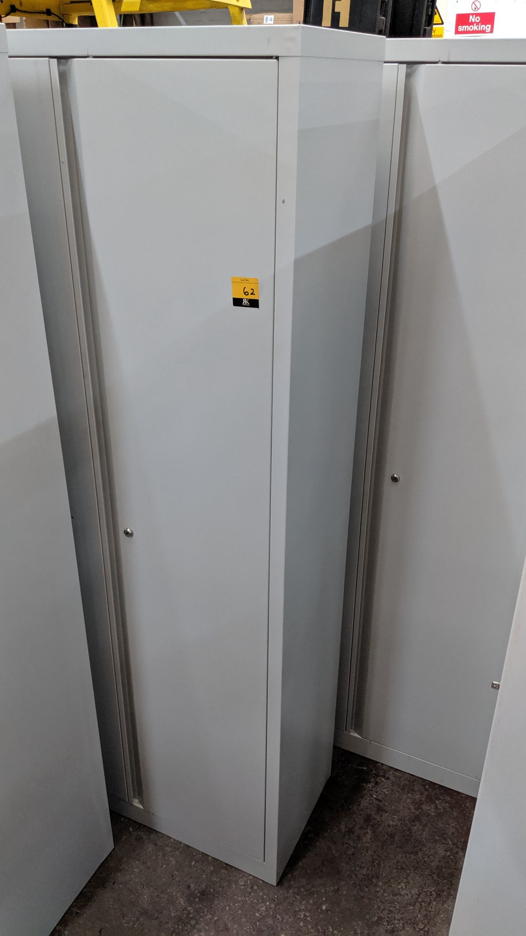 2 off pale grey metal stationery cupboards measuring approx. 77" (h) x 16" (d) x 36" (w) with - Image 3 of 4