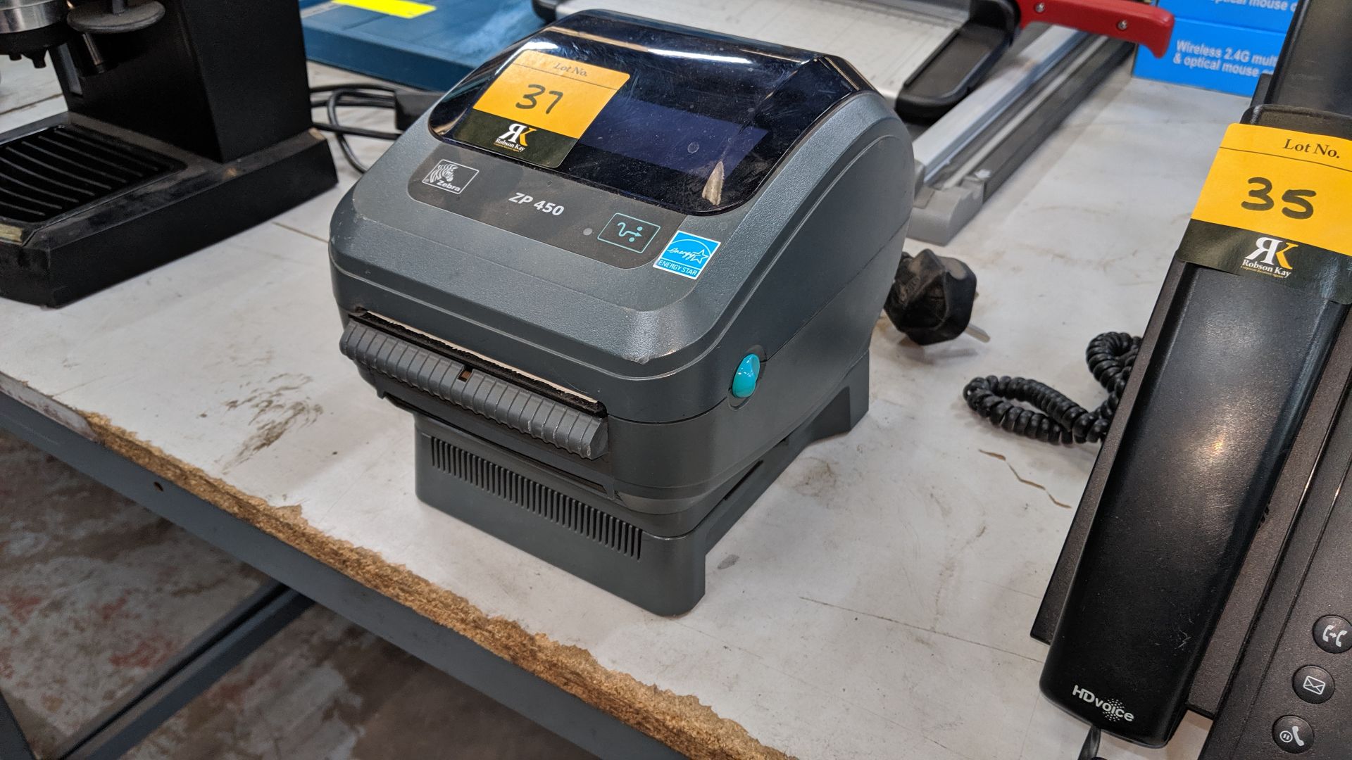 Zebra ZP450 label printer on pedestal power pack. This is one of a number of lots being sold on - Image 2 of 5