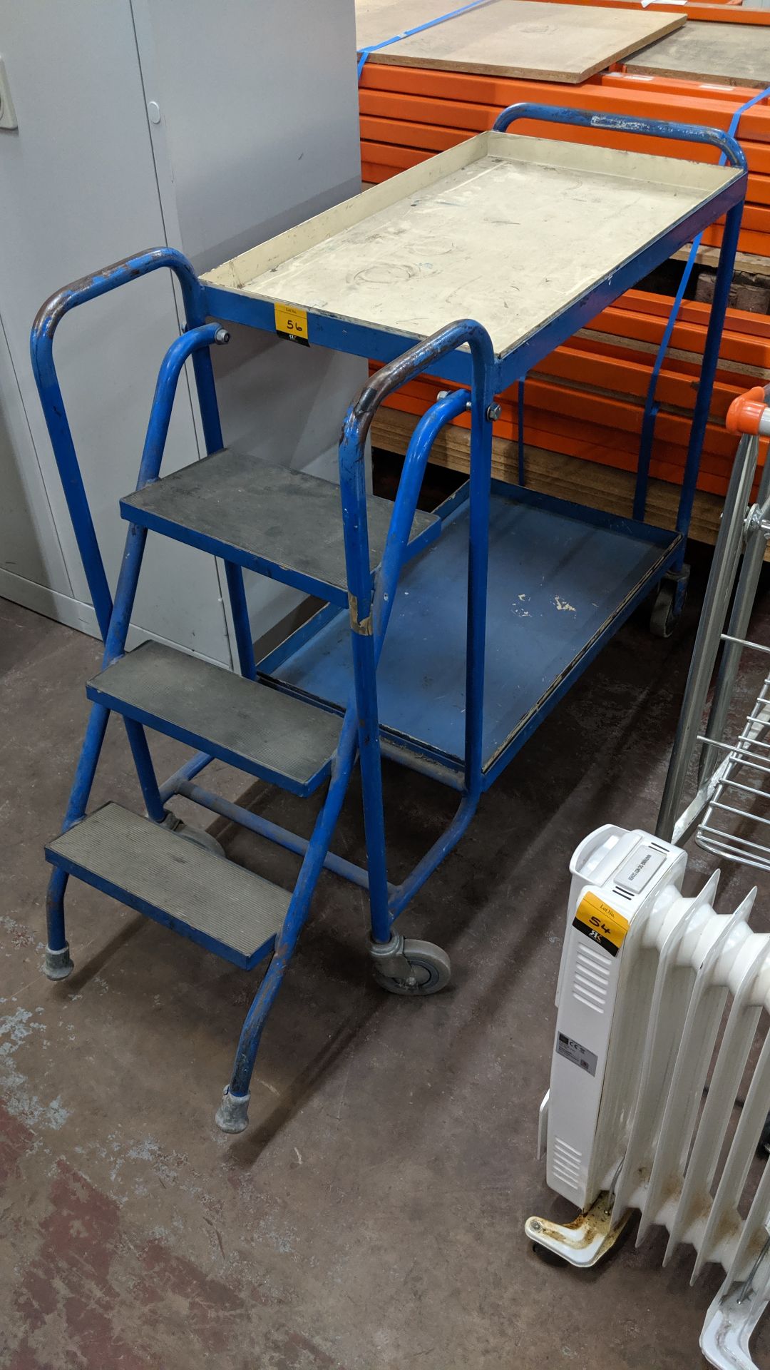 Picking trolley with built-in steps, max. dimensions 18" (w) x 55" (l) x 38" (h). This is one of a - Image 2 of 4