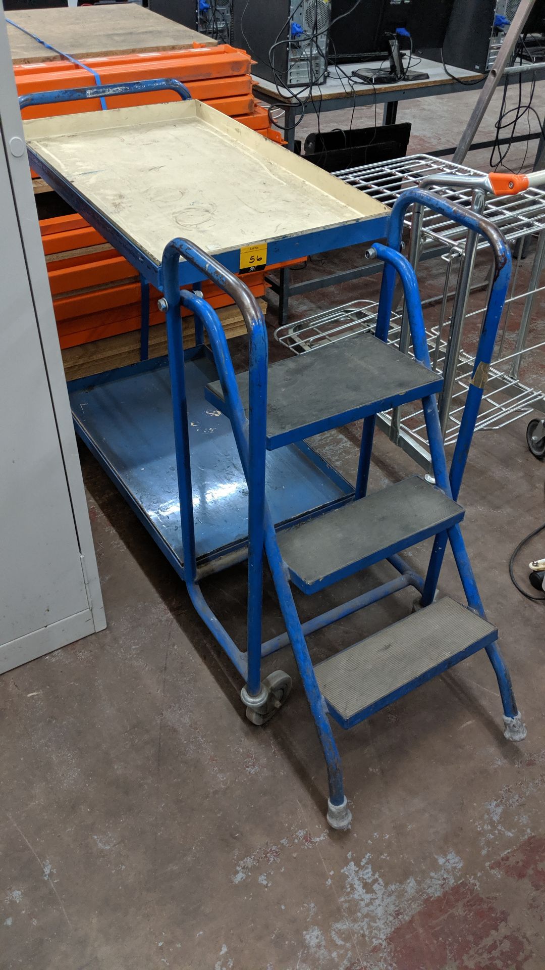 Picking trolley with built-in steps, max. dimensions 18" (w) x 55" (l) x 38" (h). This is one of a - Image 3 of 4