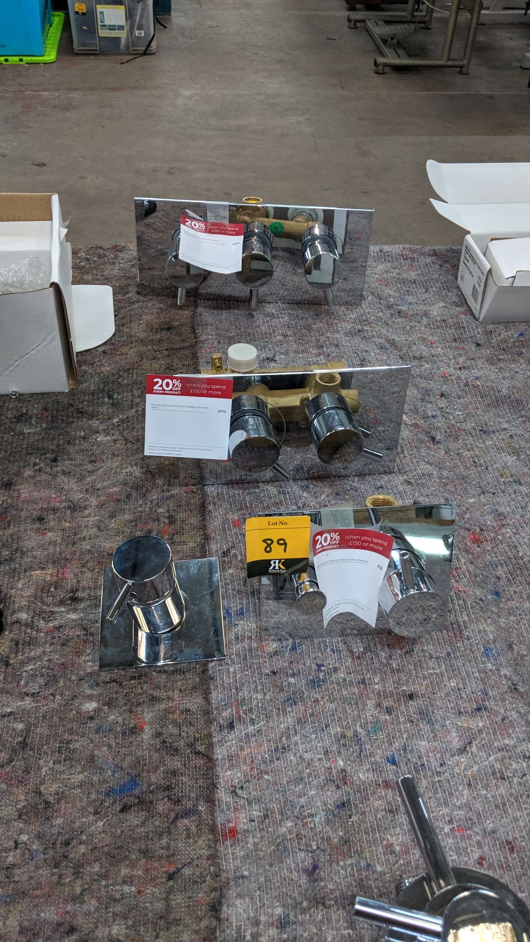 4 off assorted wall mountable shower valves. This is one of a large number of lots being sold on