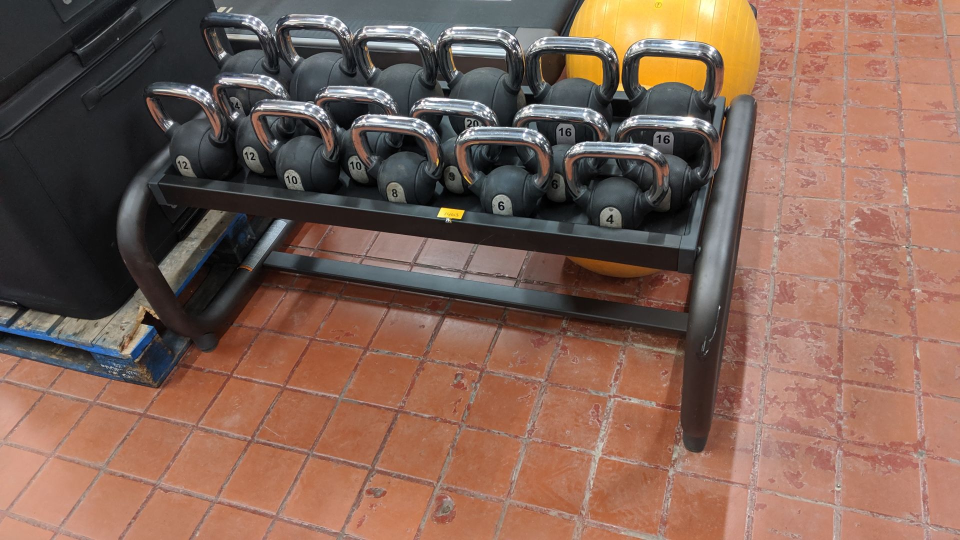 Quantity of Technogym kettlebells and heavy-duty stand for use with same - there are 8 pairs of - Image 2 of 6