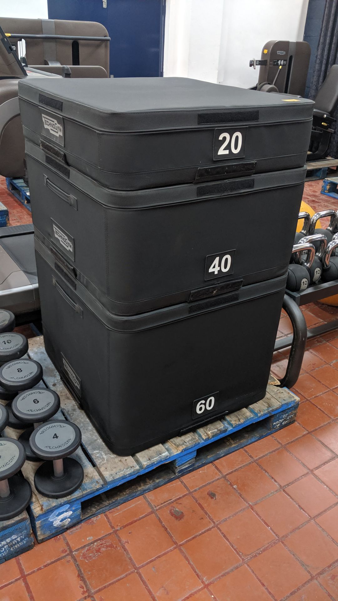 3 off Technogym square deep padded mats (20, 40 and 60). All the lots in this auction are understood