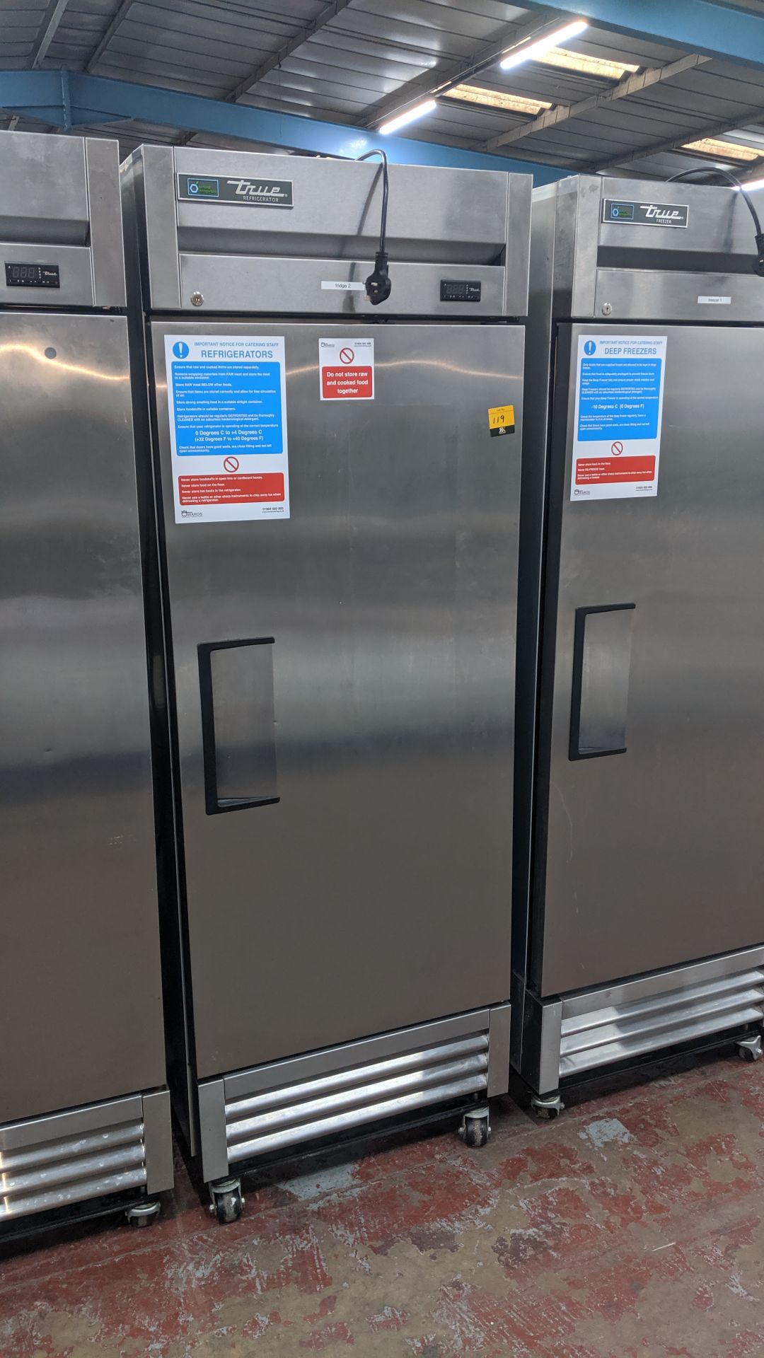 2018 True Refrigeration model T19E stainless steel mobile upright fridge. Cost price ï¿½1,150 plus