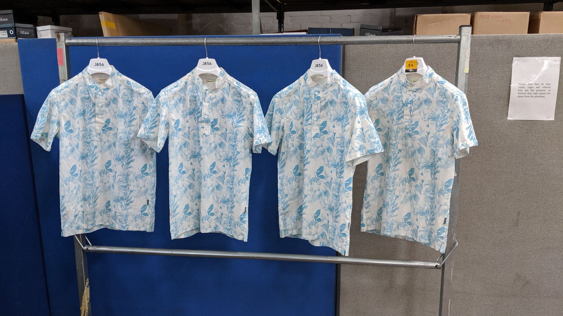 4 off patterned half buttoned shirts by Syndicate Original. This is one of a number of lots being