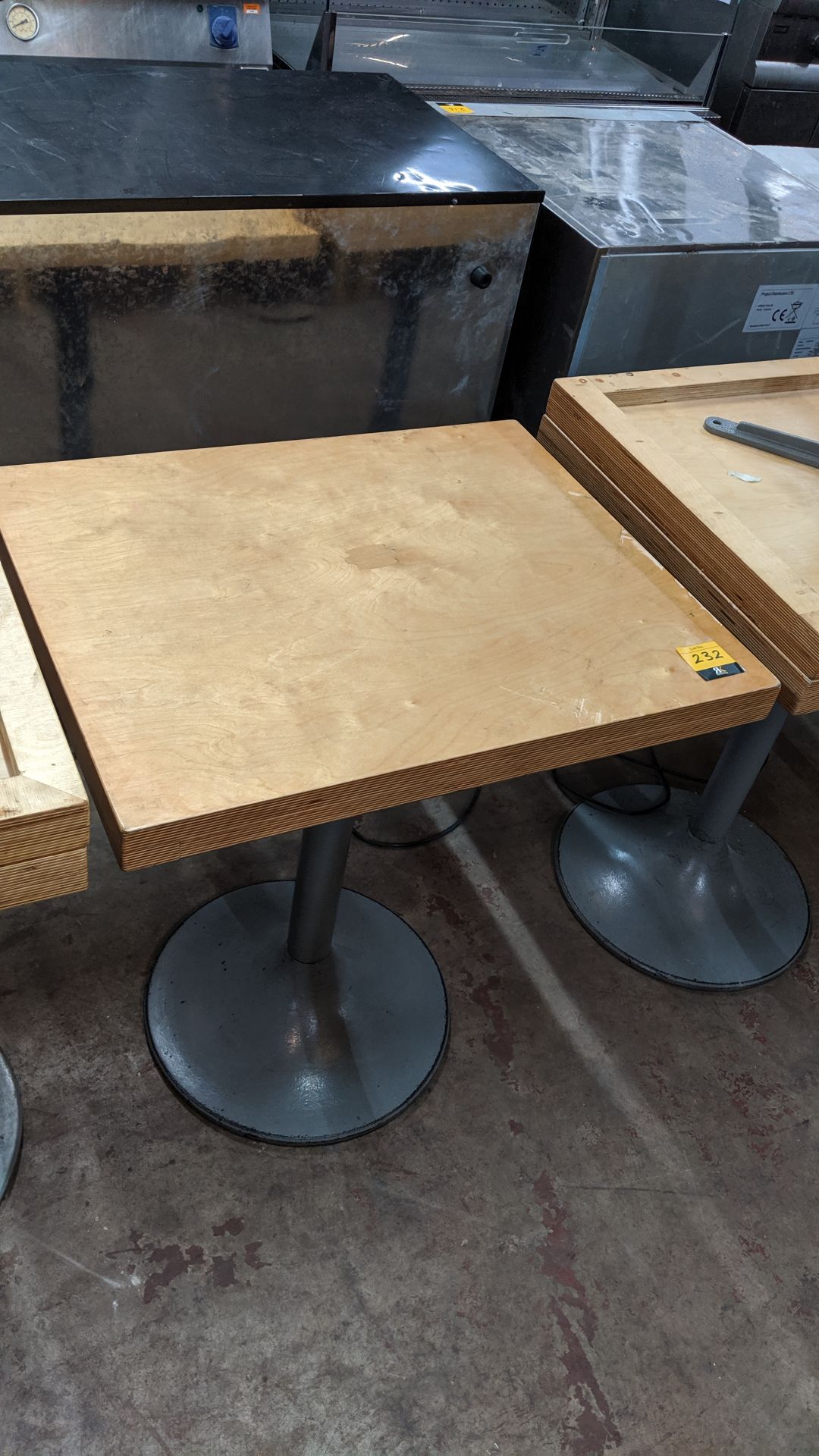 7 off rectangular cafï¿½ tables, each top measuring 65 x 53cm on single pedestal metal base. NB. - Image 4 of 5