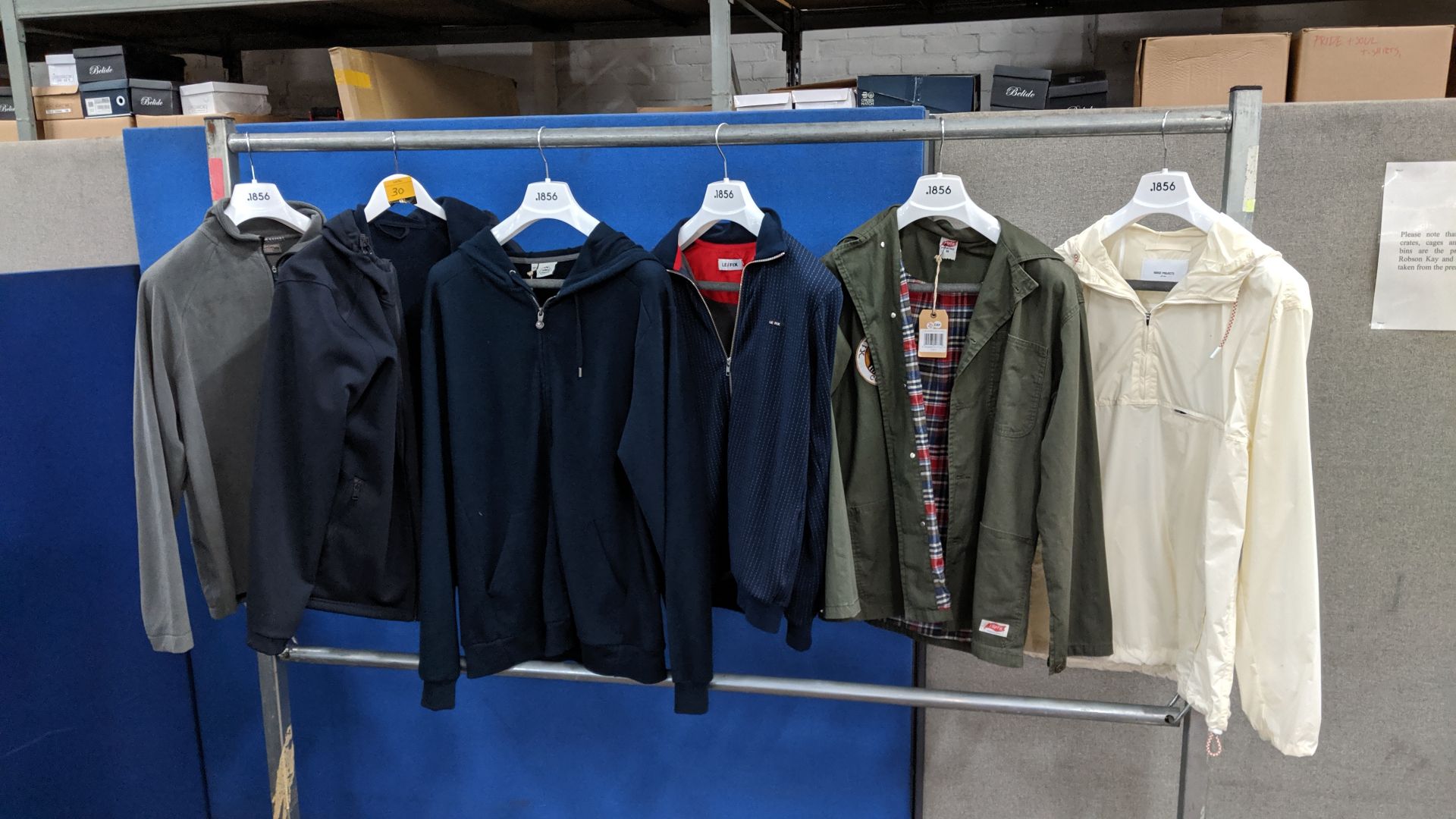 6 off assorted full zip & half zip tops by Pyrenex, Craghoppers, Le Fix, Norse Projects & others.